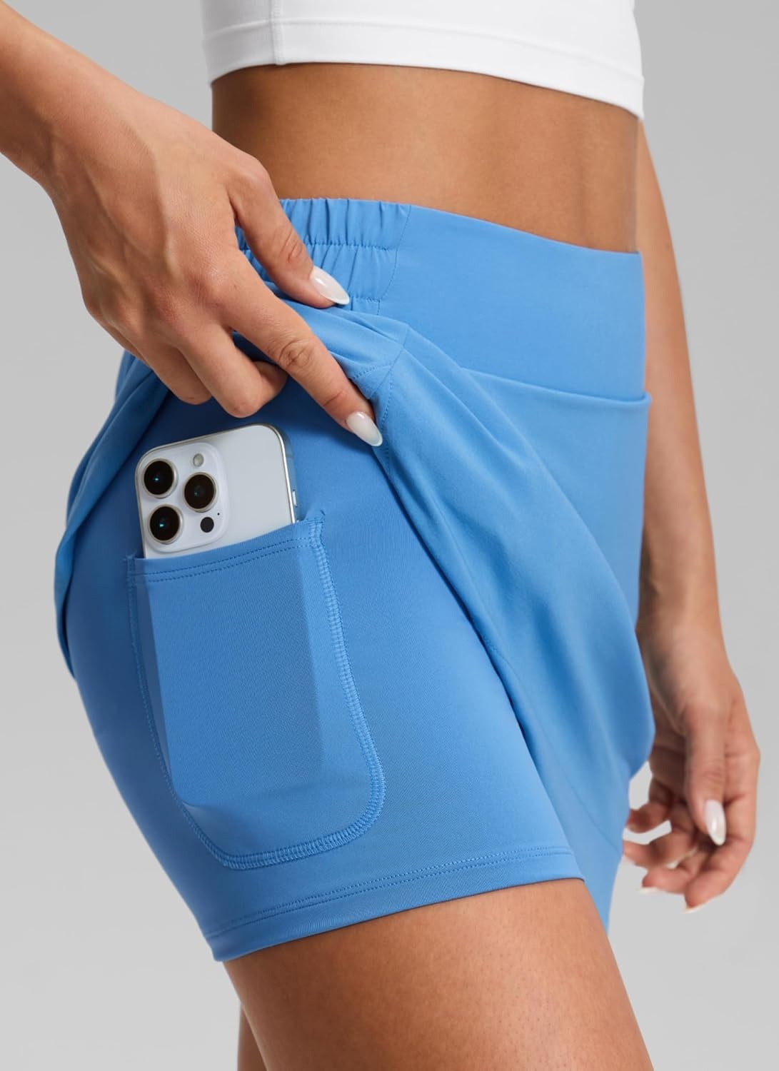 image:imageCRZ YOGA High Waisted Dolphin Golf Skirts for Women Mini Lined A Line Tennis Casual Skort with Side PocketsParty Blue