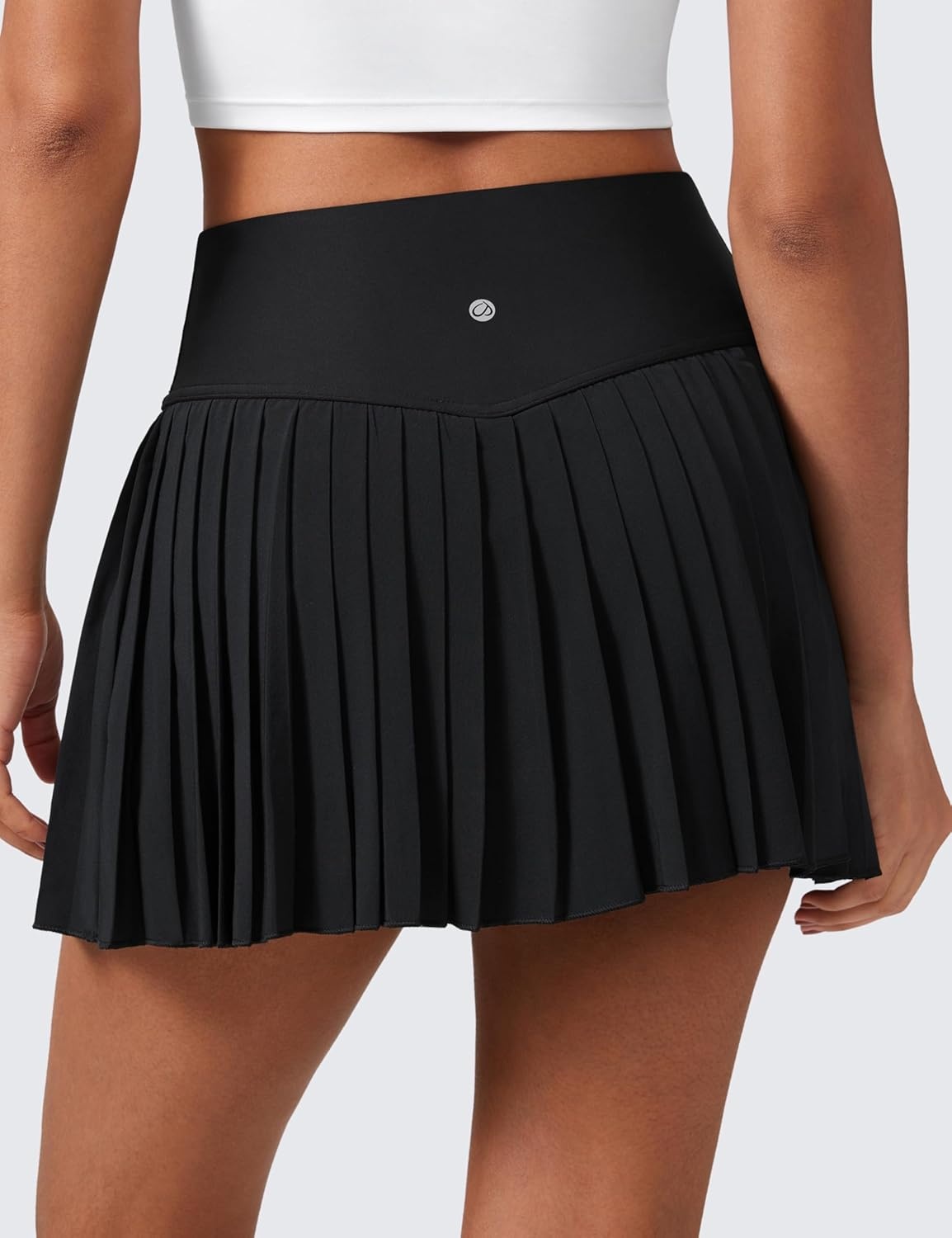 image:imageCRZ YOGA High Waisted Pleated Tennis Skirts for Women Mini Lined Casual Tummy Control Skort with PocketsBlack