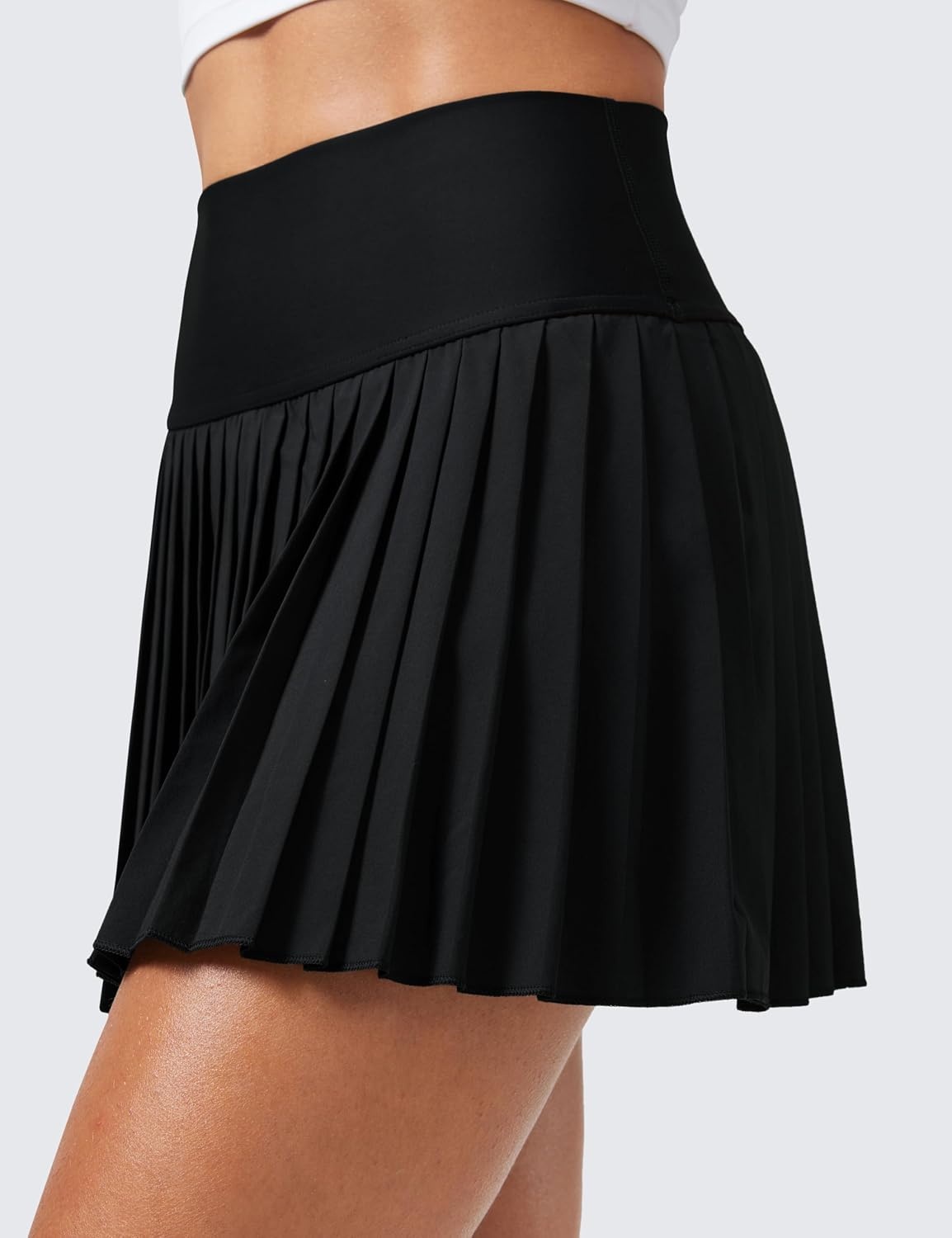 image:imageCRZ YOGA High Waisted Pleated Tennis Skirts for Women Mini Lined Casual Tummy Control Skort with PocketsBlack