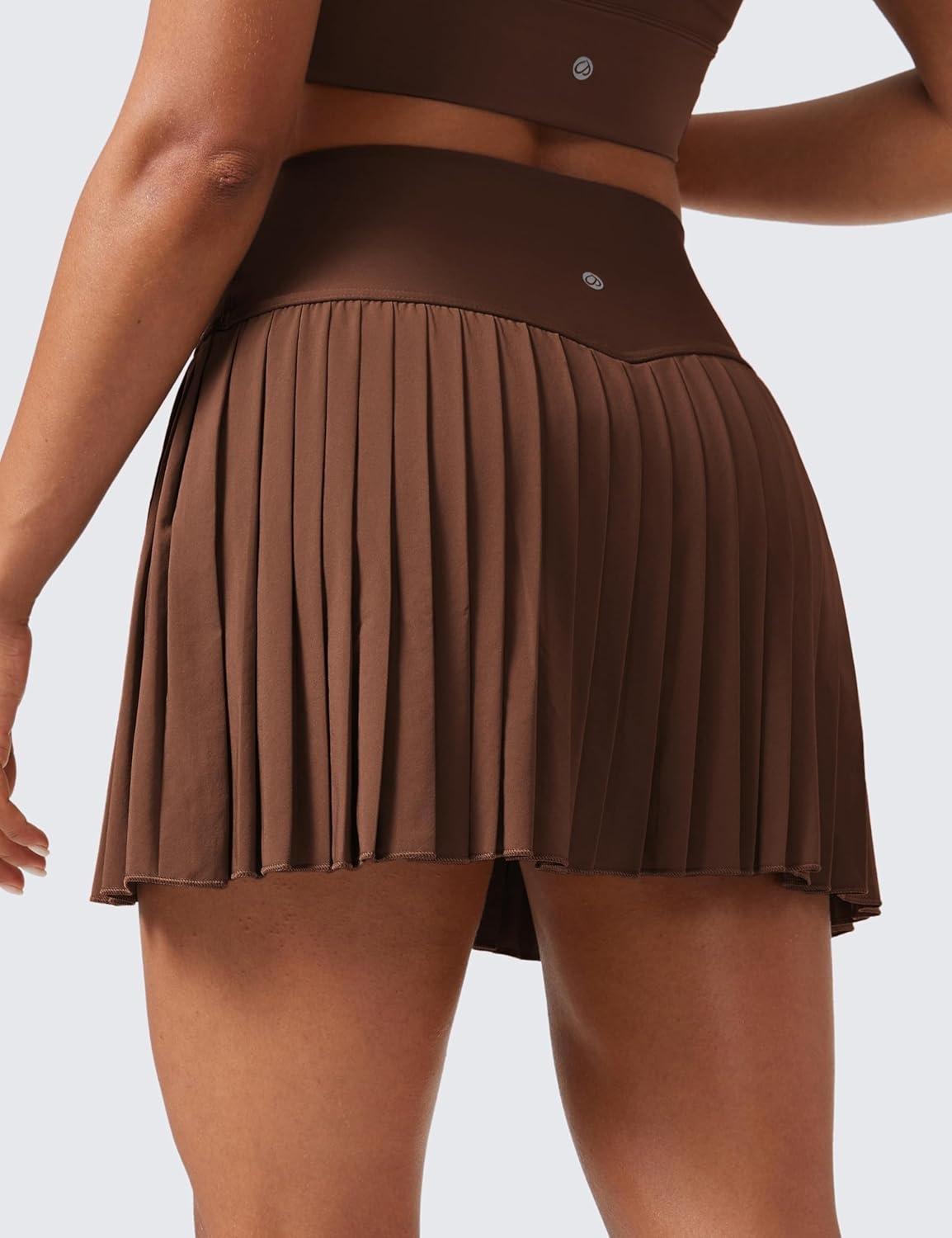 image:imageCRZ YOGA High Waisted Pleated Tennis Skirts for Women Mini Lined Casual Tummy Control Skort with PocketsCoffee Brown