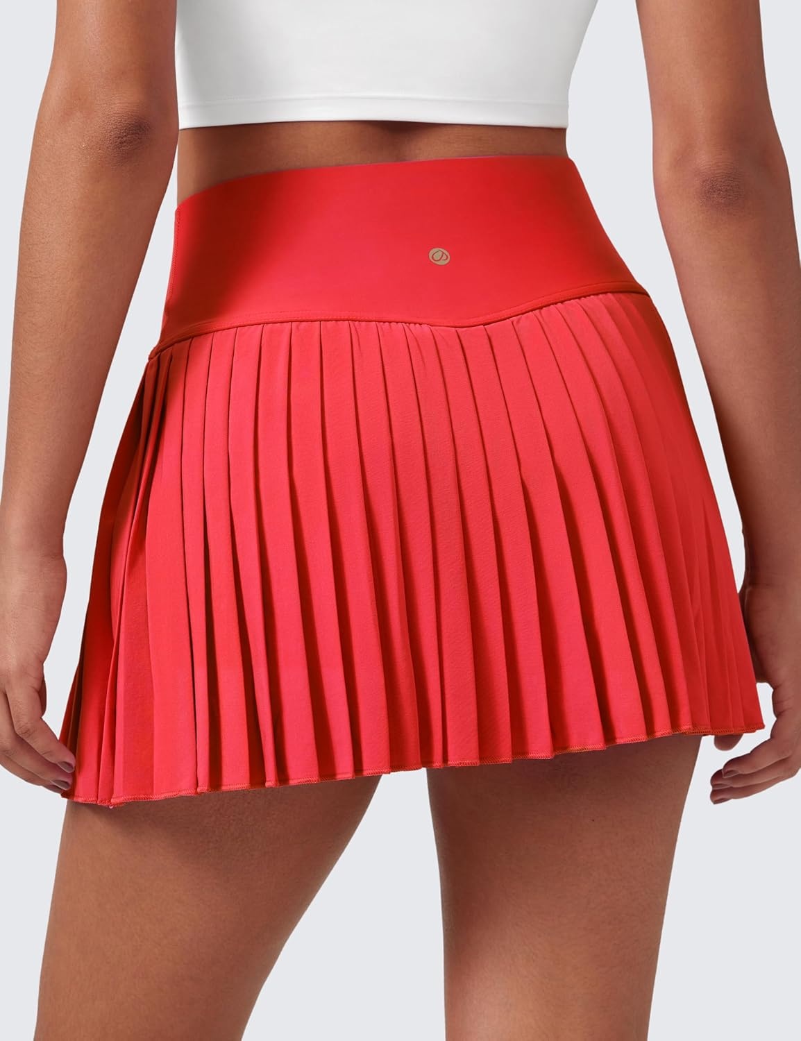 image:imageCRZ YOGA High Waisted Pleated Tennis Skirts for Women Mini Lined Casual Tummy Control Skort with PocketsDeep Red