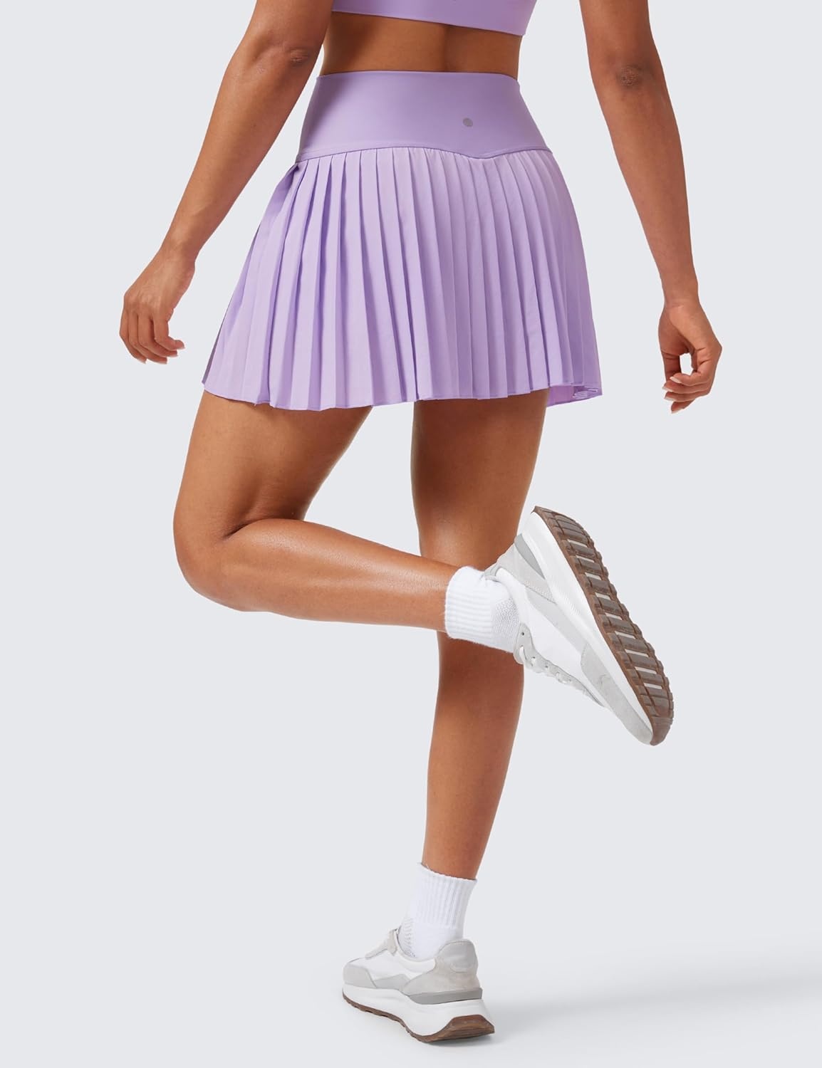 image:imageCRZ YOGA High Waisted Pleated Tennis Skirts for Women Mini Lined Casual Tummy Control Skort with PocketsLilac