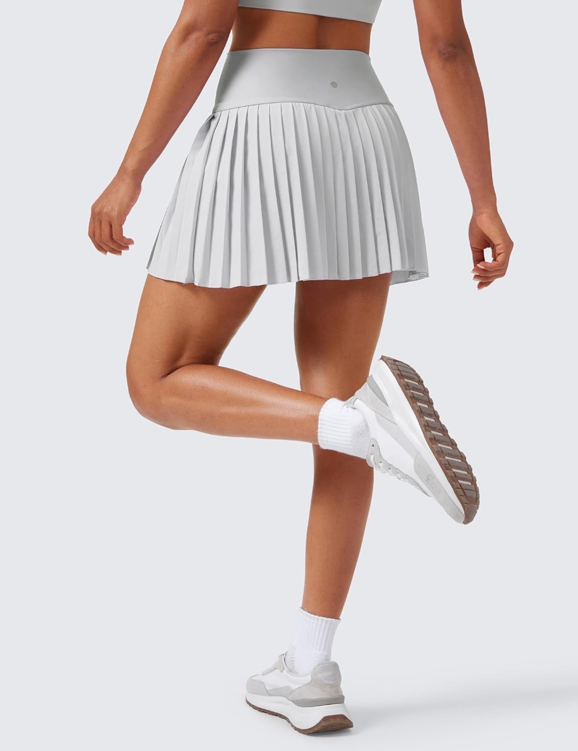 image:imageCRZ YOGA High Waisted Pleated Tennis Skirts for Women Mini Lined Casual Tummy Control Skort with PocketsPlatinum Grey