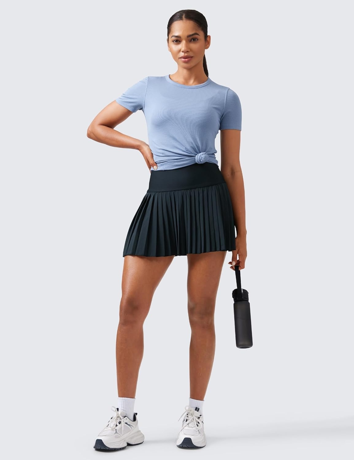 image:imageCRZ YOGA High Waisted Pleated Tennis Skirts for Women Mini Lined Casual Tummy Control Skort with PocketsTrue Navy