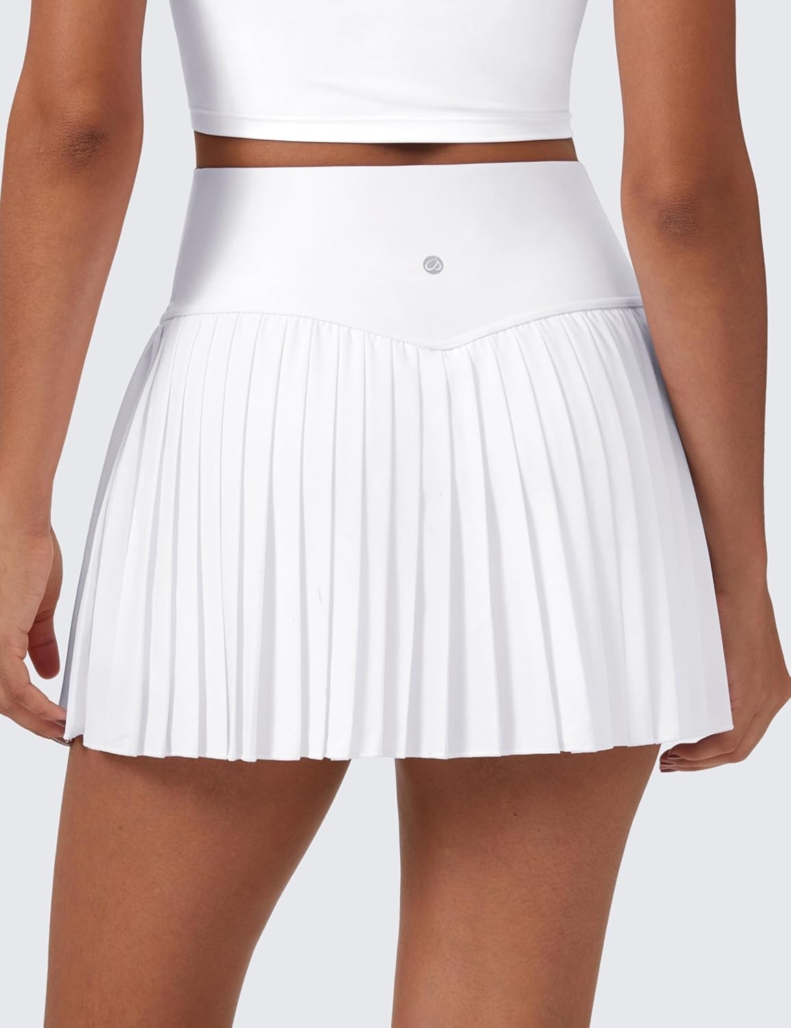 image:imageCRZ YOGA High Waisted Pleated Tennis Skirts for Women Mini Lined Casual Tummy Control Skort with PocketsWhite
