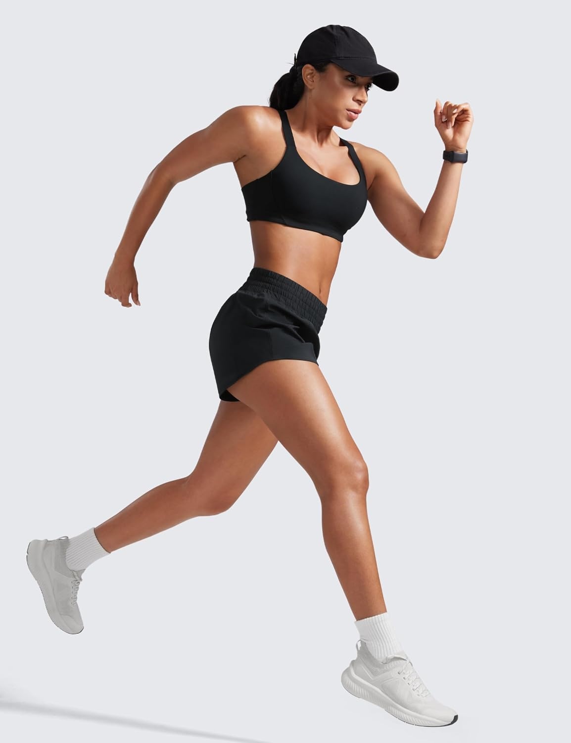 image:imageCRZ YOGA High Waisted Running Shorts for Women 25 Mesh Liner Quick Dry for Workout Sport Athletic with Zipper PocketBlack