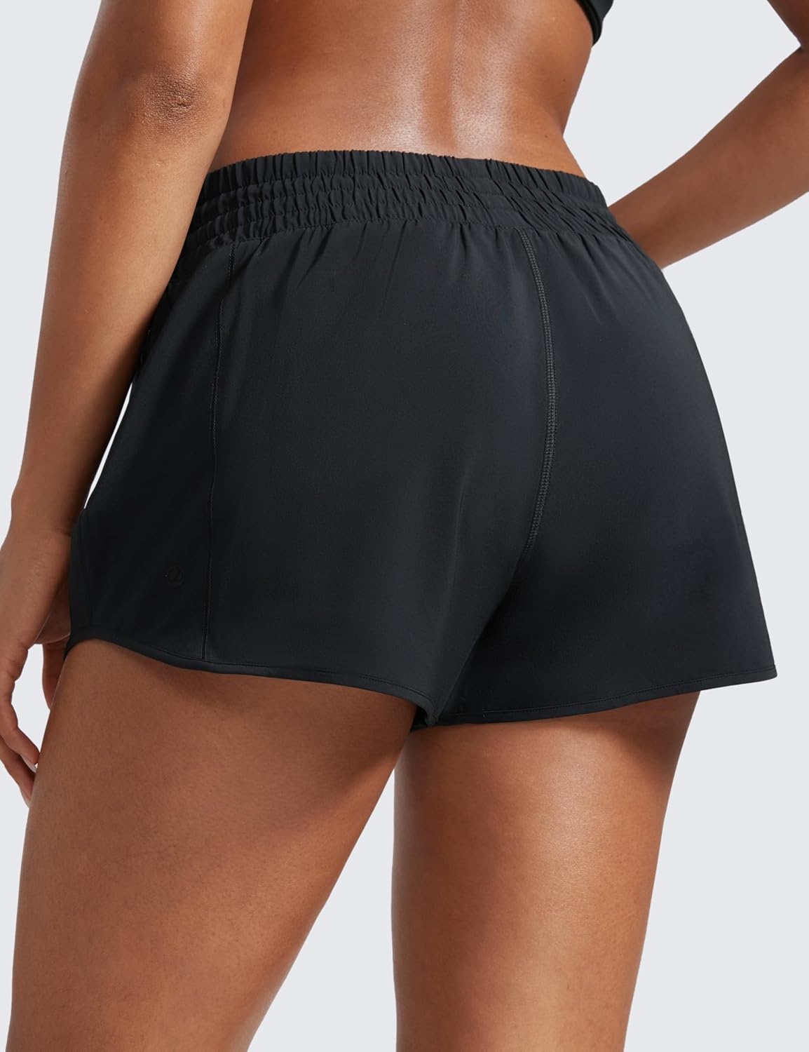 image:imageCRZ YOGA High Waisted Running Shorts for Women 25 Mesh Liner Quick Dry for Workout Sport Athletic with Zipper PocketBlack