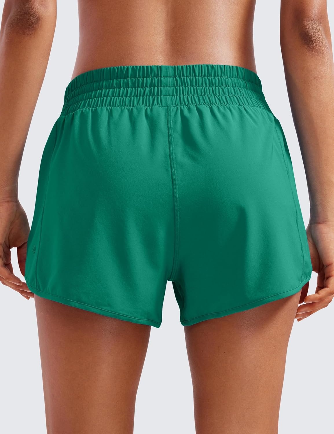 image:imageCRZ YOGA High Waisted Running Shorts for Women 25 Mesh Liner Quick Dry for Workout Sport Athletic with Zipper PocketCascadia Green