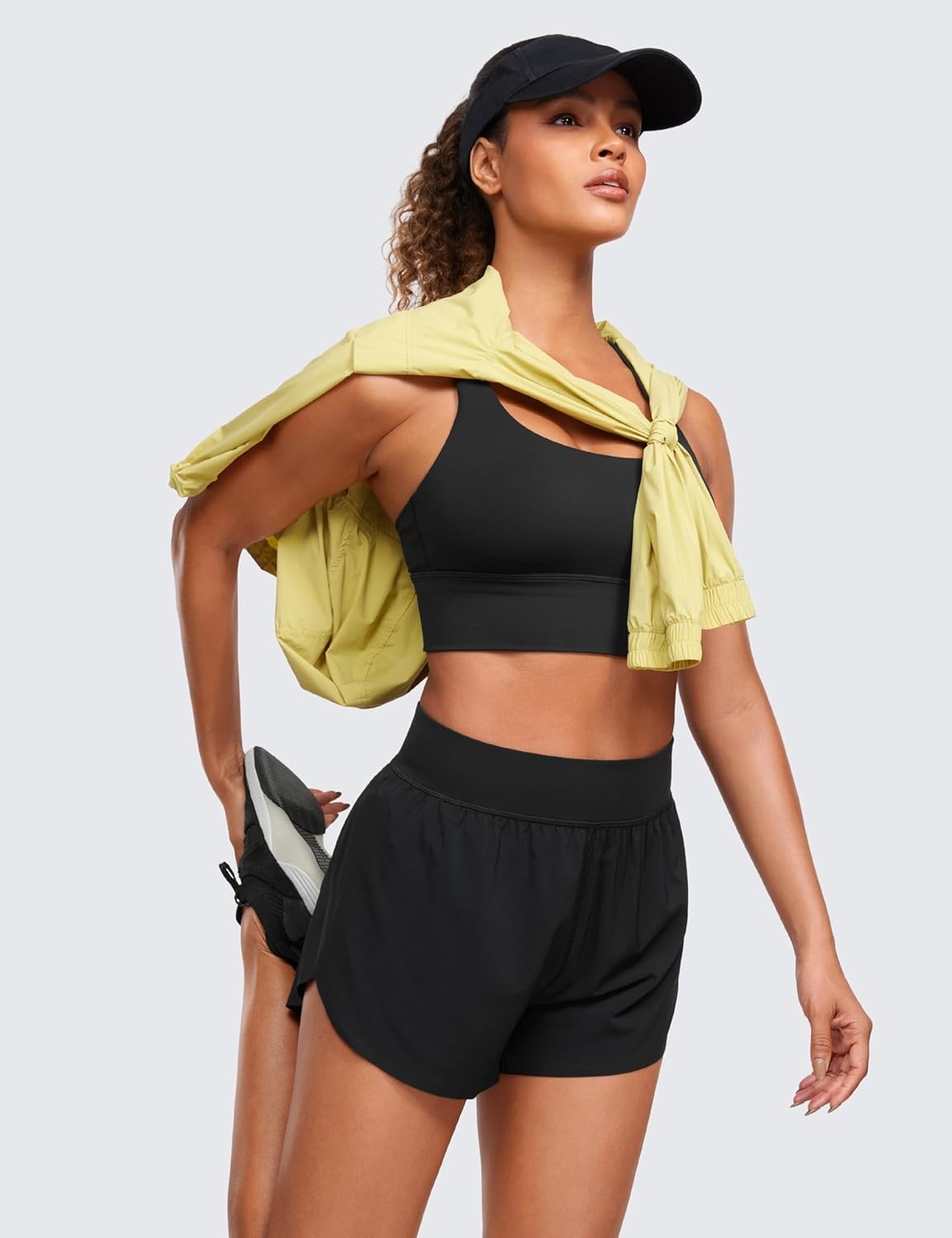image:imageCRZ YOGA High Waisted Split Running Shorts for Women 3 Comfy Mesh Liner for Workout Athletic Gym Track Quick DryBlack