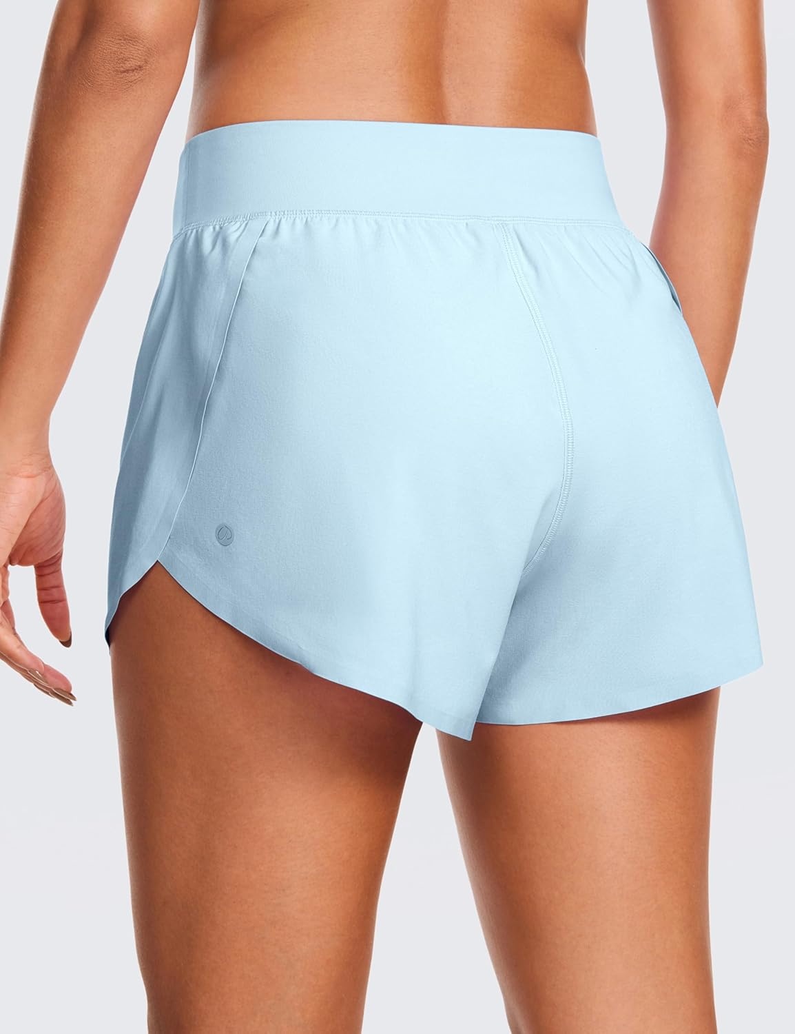 image:imageCRZ YOGA High Waisted Split Running Shorts for Women 3 Comfy Mesh Liner for Workout Athletic Gym Track Quick DryBlue Linen