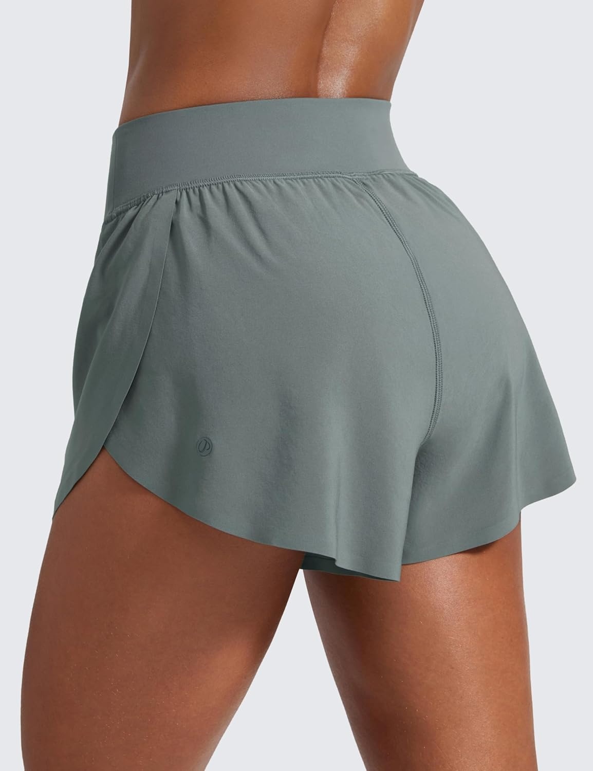 image:imageCRZ YOGA High Waisted Split Running Shorts for Women 3 Comfy Mesh Liner for Workout Athletic Gym Track Quick DryGrey Sage
