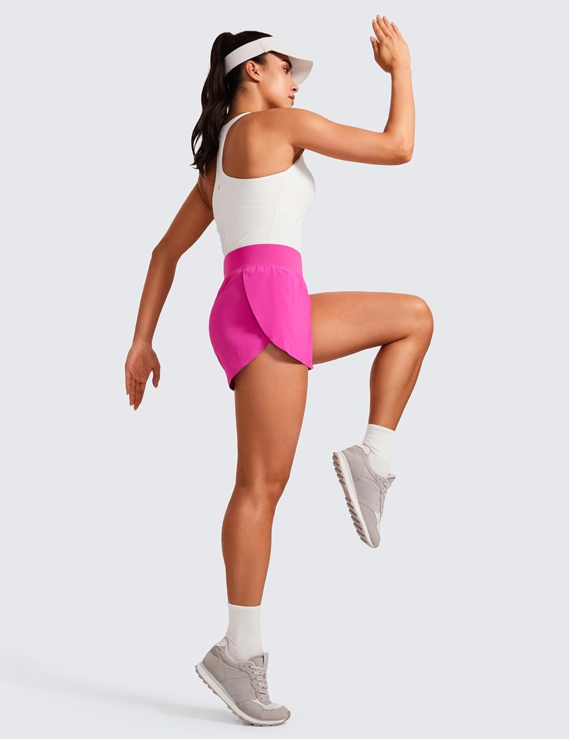 image:imageCRZ YOGA High Waisted Split Running Shorts for Women 3 Comfy Mesh Liner for Workout Athletic Gym Track Quick DryHibiscus Purple