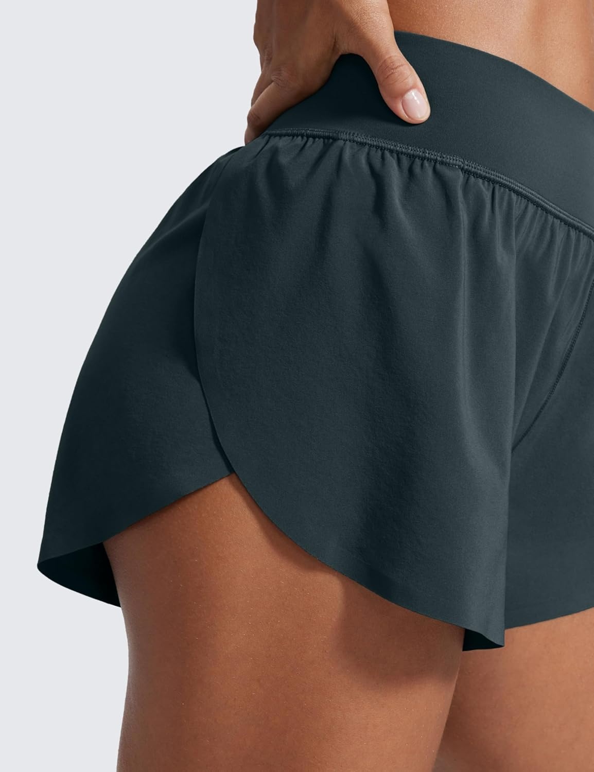 image:imageCRZ YOGA High Waisted Split Running Shorts for Women 3 Comfy Mesh Liner for Workout Athletic Gym Track Quick DryMelanite