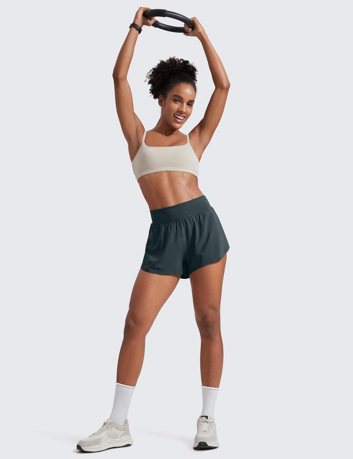 image:imageCRZ YOGA High Waisted Split Running Shorts for Women 3 Comfy Mesh Liner for Workout Athletic Gym Track Quick DryMelanite