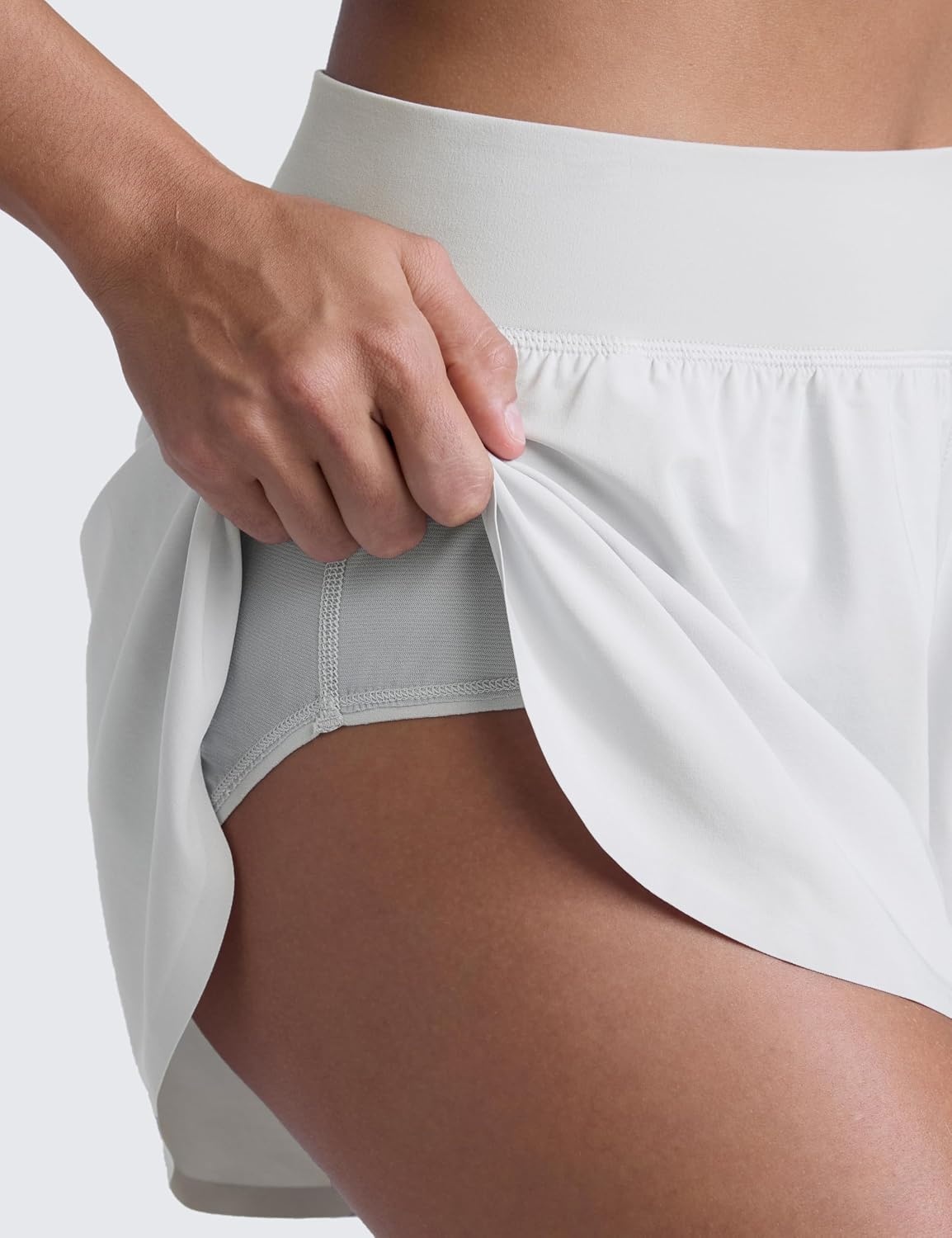 image:imageCRZ YOGA High Waisted Split Running Shorts for Women 3 Comfy Mesh Liner for Workout Athletic Gym Track Quick DryPlatinum Grey