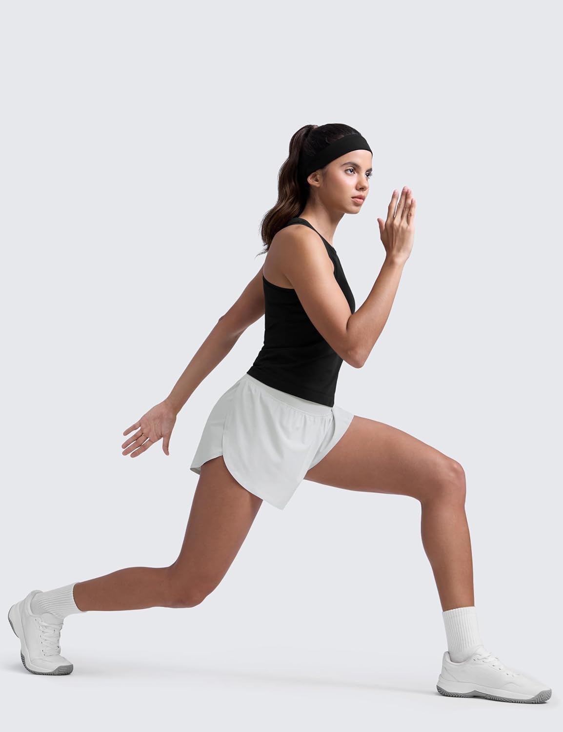 image:imageCRZ YOGA High Waisted Split Running Shorts for Women 3 Comfy Mesh Liner for Workout Athletic Gym Track Quick DryPlatinum Grey