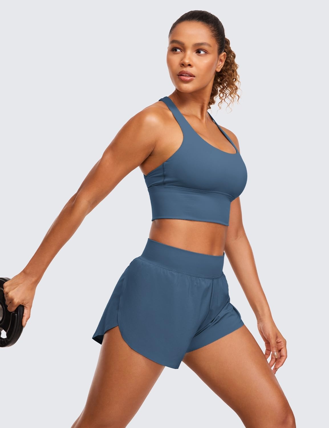 image:imageCRZ YOGA High Waisted Split Running Shorts for Women 3 Comfy Mesh Liner for Workout Athletic Gym Track Quick DryStelindigo