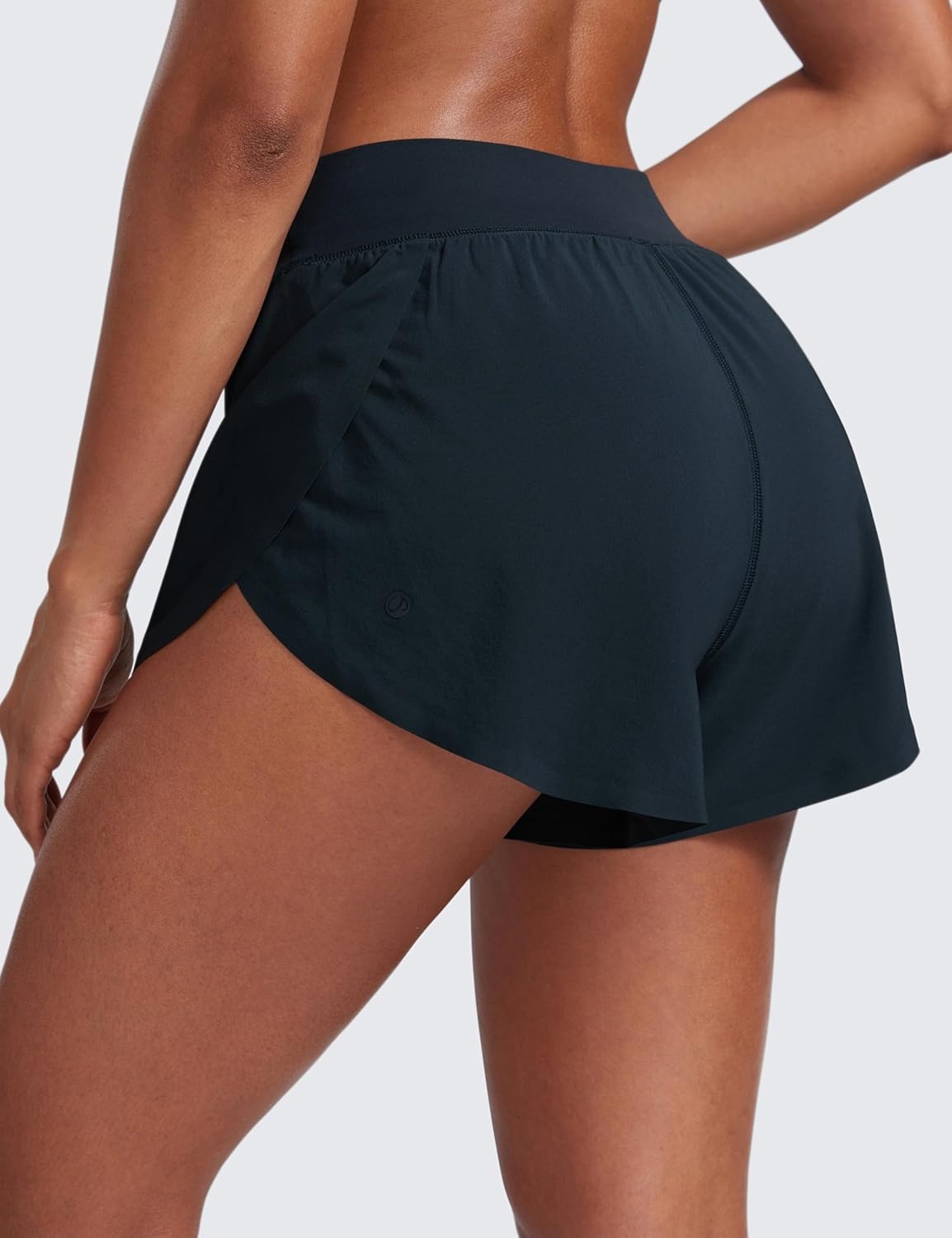 image:imageCRZ YOGA High Waisted Split Running Shorts for Women 3 Comfy Mesh Liner for Workout Athletic Gym Track Quick DryTrue Navy