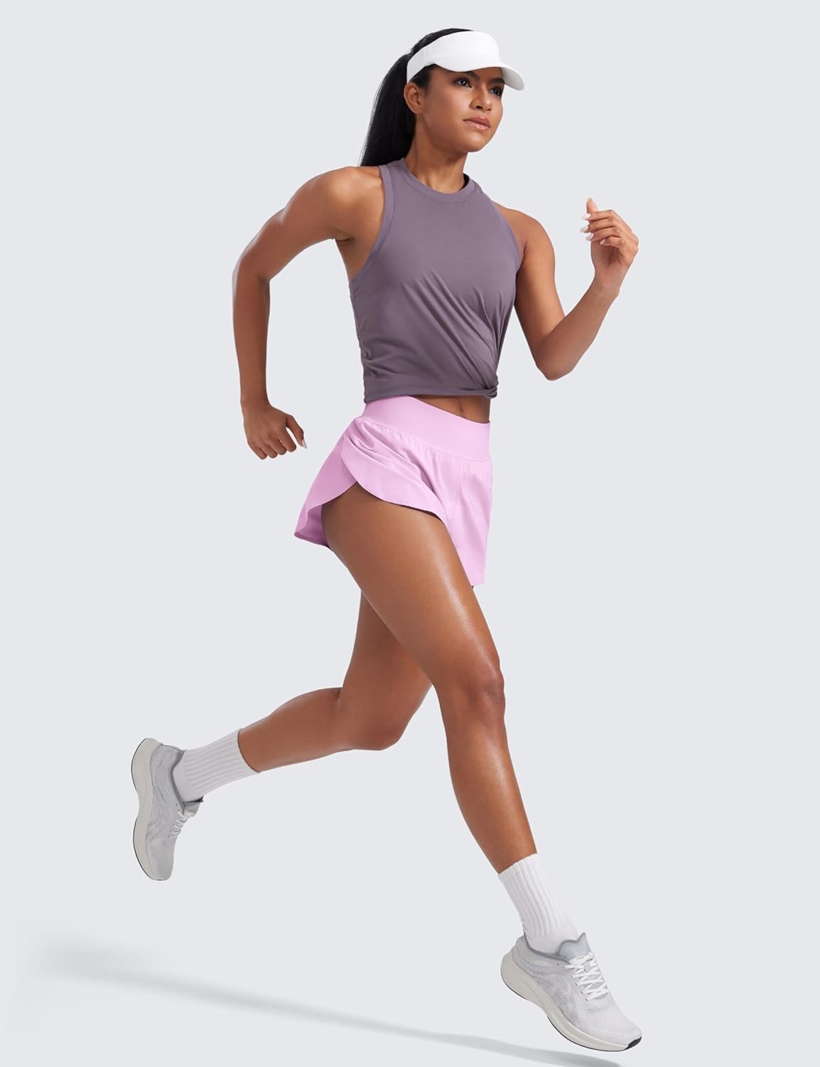 image:imageCRZ YOGA High Waisted Split Running Shorts for Women 3 Comfy Mesh Liner for Workout Athletic Gym Track Quick DryVita Pink