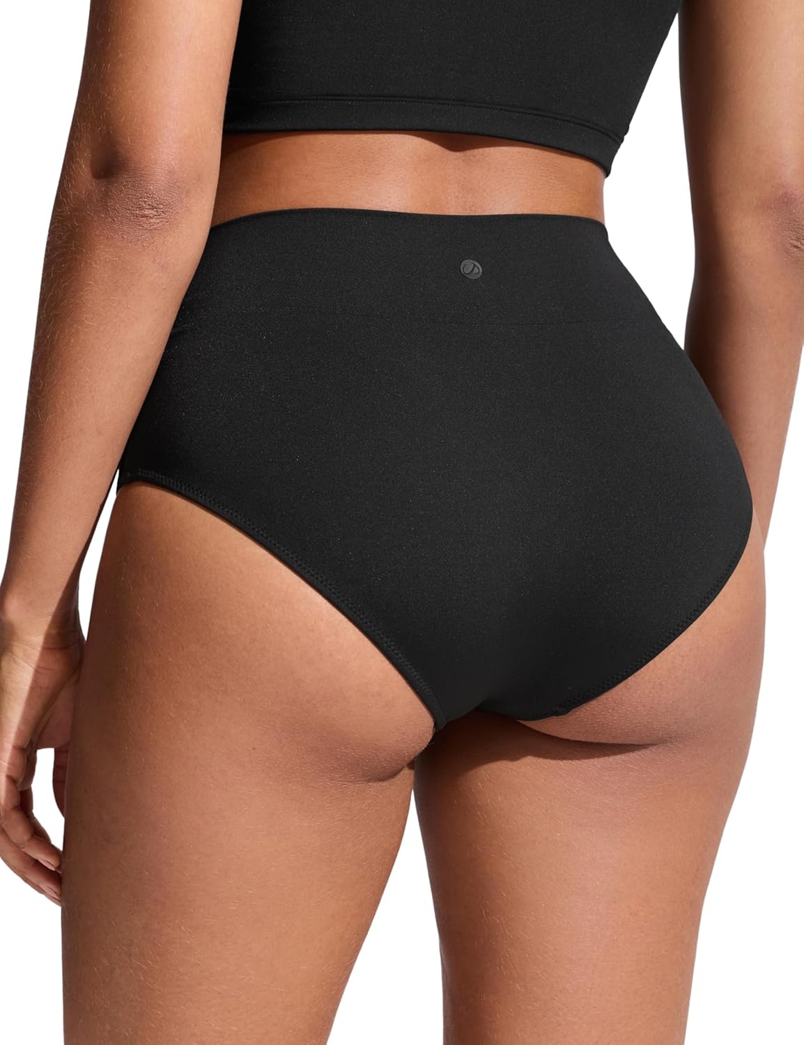 image:imageCRZ YOGA High Waisted V Cut Bikini Bottom for Women Cross Front Bathing Swimsuit Full Coverage Swim BriefsBlack