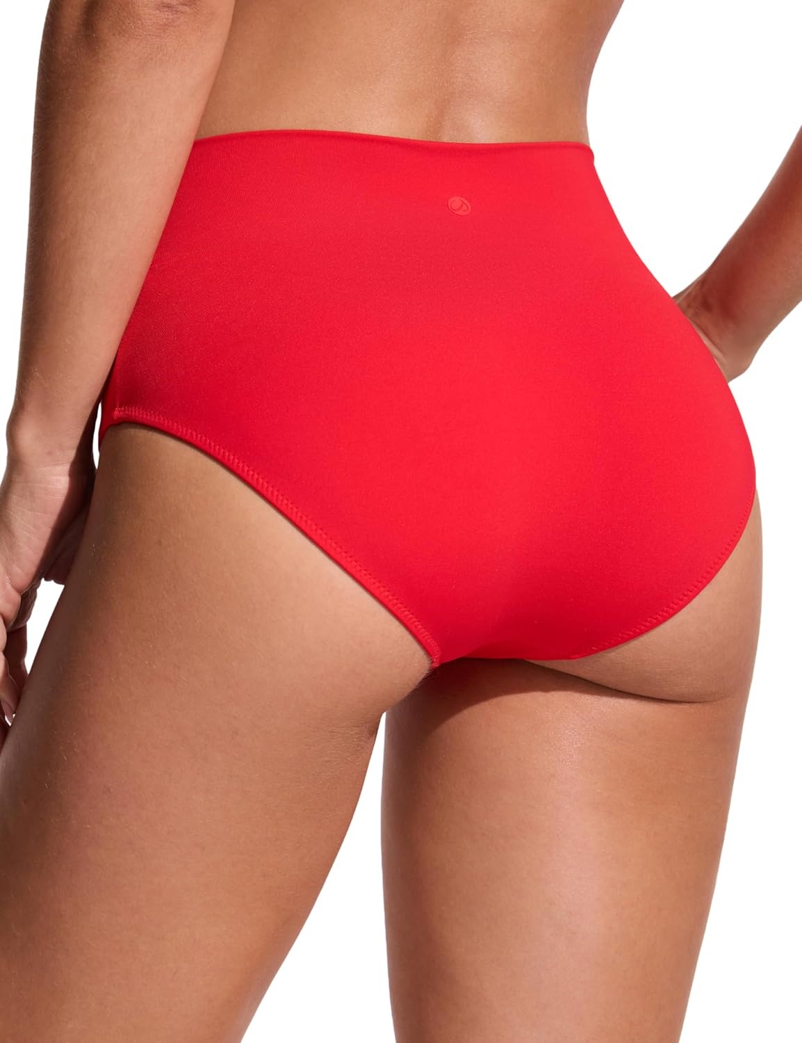 image:imageCRZ YOGA High Waisted V Cut Bikini Bottom for Women Cross Front Bathing Swimsuit Full Coverage Swim BriefsDeep Red