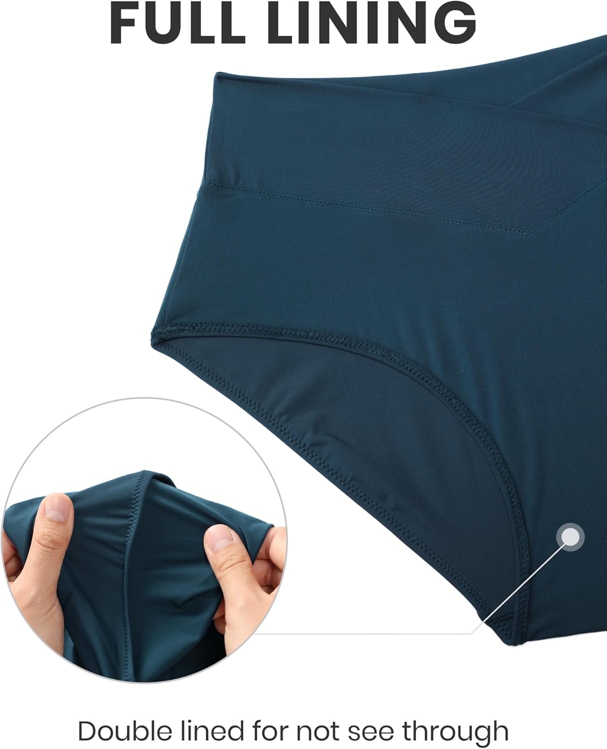 image:imageCRZ YOGA High Waisted V Cut Bikini Bottom for Women Cross Front Bathing Swimsuit Full Coverage Swim BriefsInsignia Blue