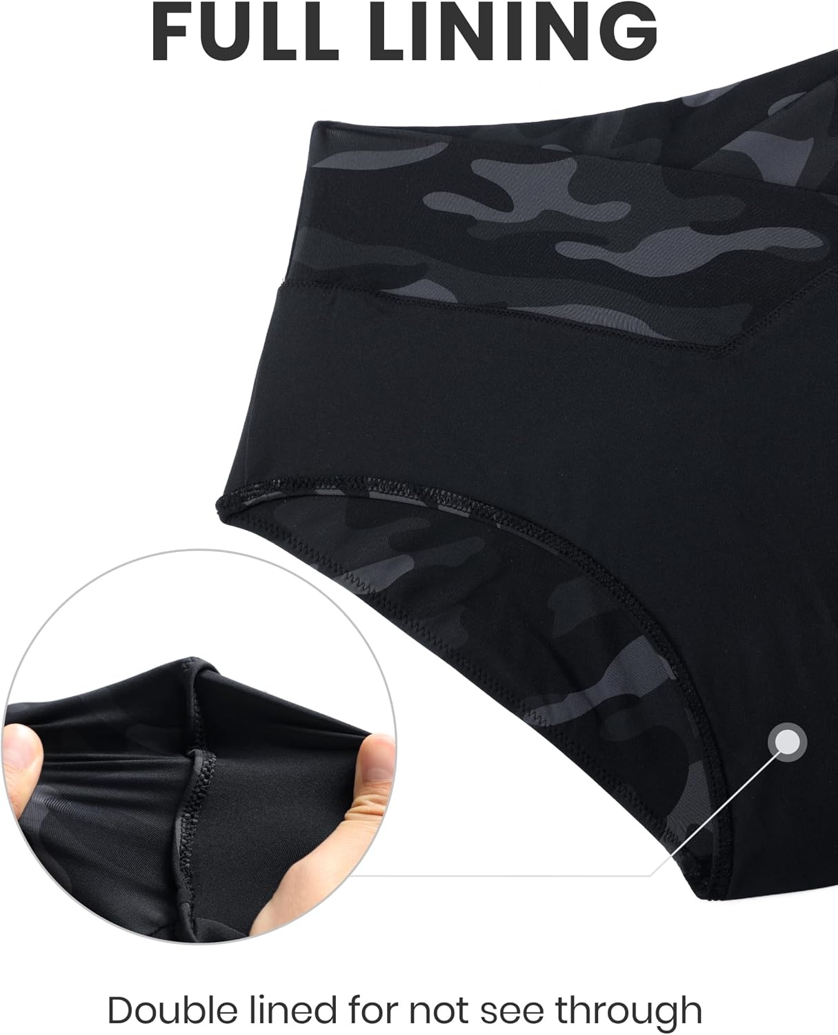 image:imageCRZ YOGA High Waisted V Cut Bikini Bottom for Women Cross Front Bathing Swimsuit Full Coverage Swim BriefsJungle Camouflage Gray