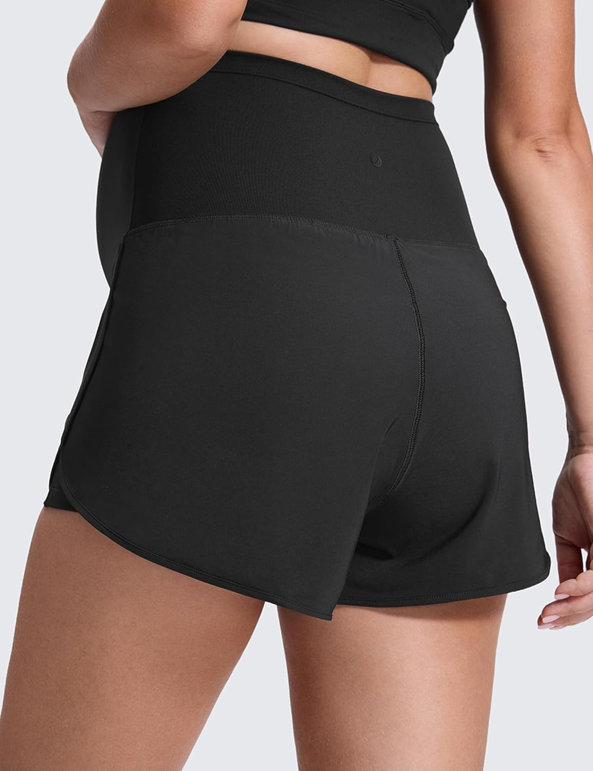 image:imageCRZ YOGA Lightweight Maternity Dolphin Workout Shorts 3 Soft Athletic Running Casual Womens Pregnancy with Liner PocketsBlack
