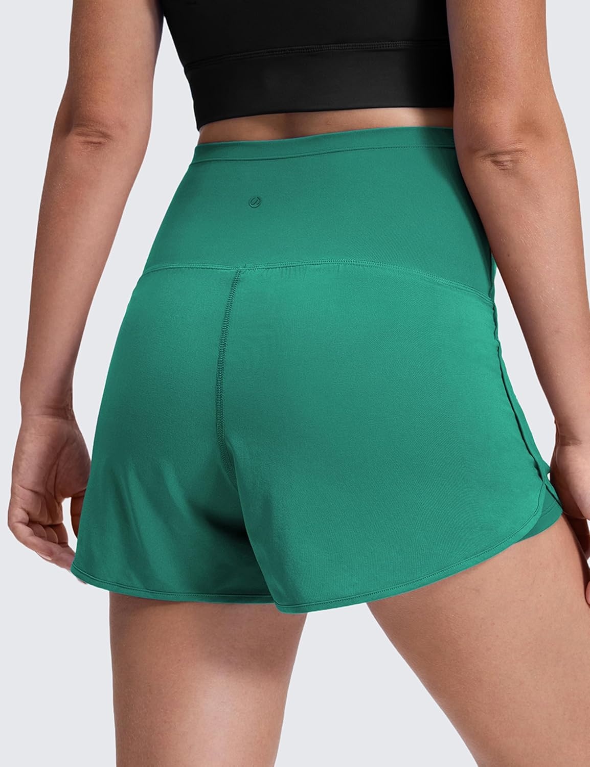 image:imageCRZ YOGA Lightweight Maternity Dolphin Workout Shorts 3 Soft Athletic Running Casual Womens Pregnancy with Liner PocketsCascadia Green
