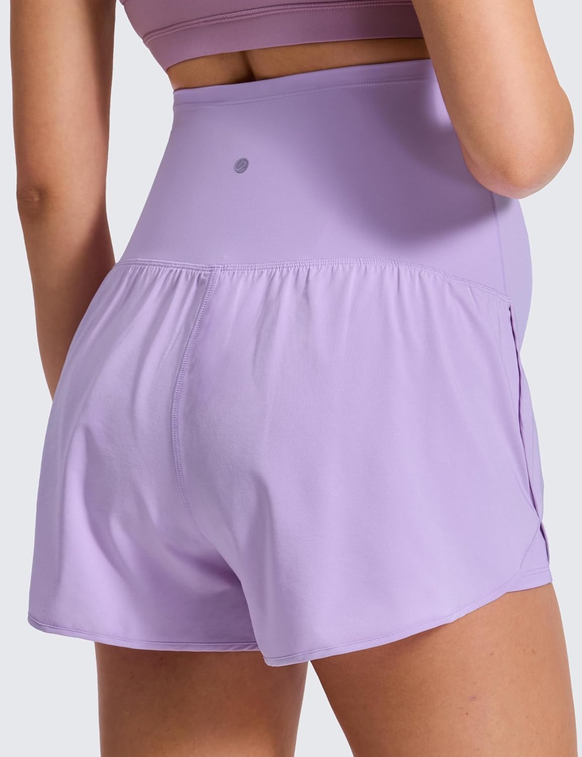image:imageCRZ YOGA Lightweight Maternity Dolphin Workout Shorts 3 Soft Athletic Running Casual Womens Pregnancy with Liner PocketsLilac