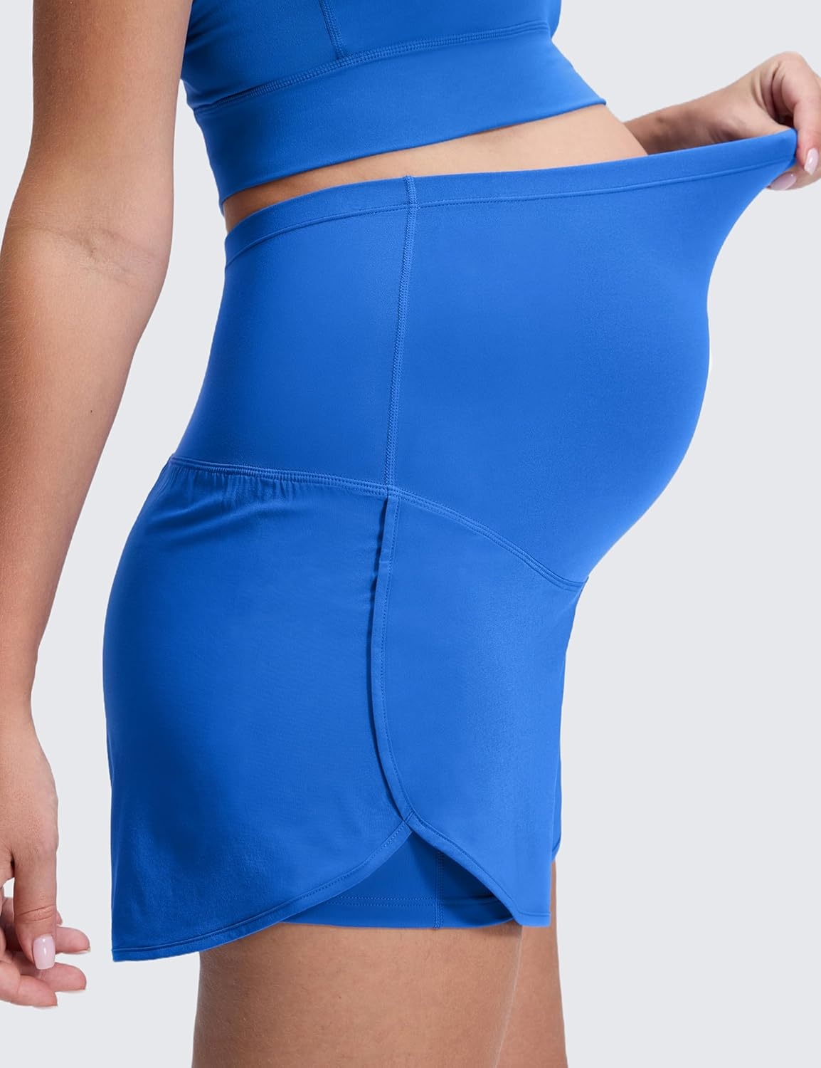 image:imageCRZ YOGA Lightweight Maternity Dolphin Workout Shorts 3 Soft Athletic Running Casual Womens Pregnancy with Liner PocketsSparkle Blue