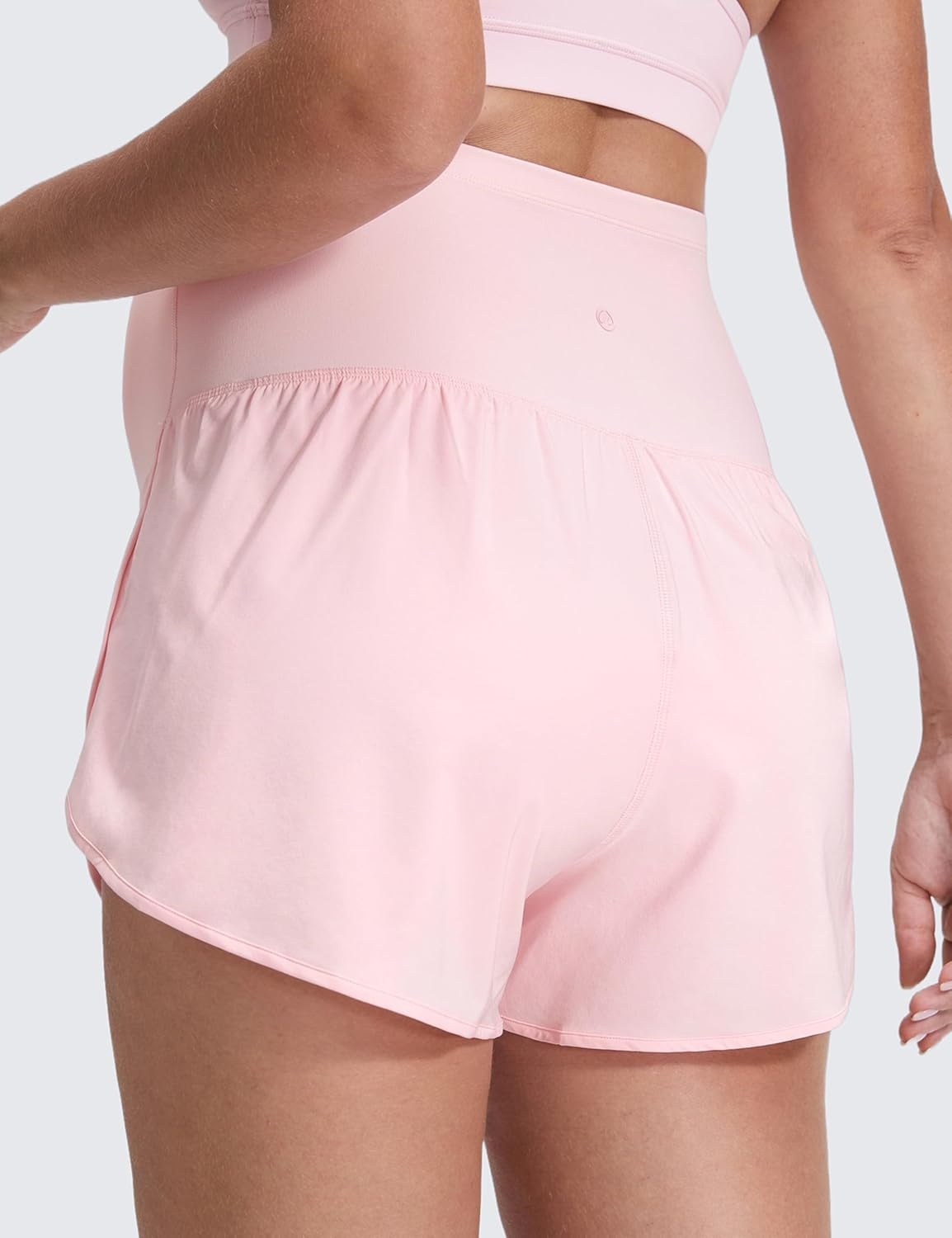 image:imageCRZ YOGA Lightweight Maternity Dolphin Workout Shorts 3 Soft Athletic Running Casual Womens Pregnancy with Liner PocketsStrawberry Pink