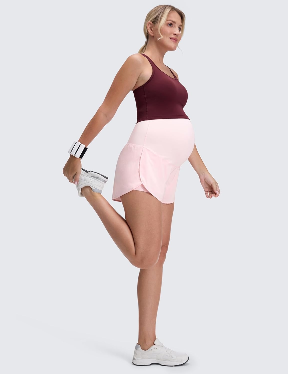 image:imageCRZ YOGA Lightweight Maternity Dolphin Workout Shorts 3 Soft Athletic Running Casual Womens Pregnancy with Liner PocketsStrawberry Pink