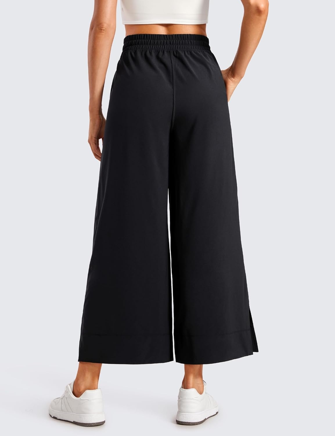 image:imageCRZ YOGA Lightweight Wide Leg Cropped Pants for Women 25 Casual Travel Work Sweatpants SummerBlack