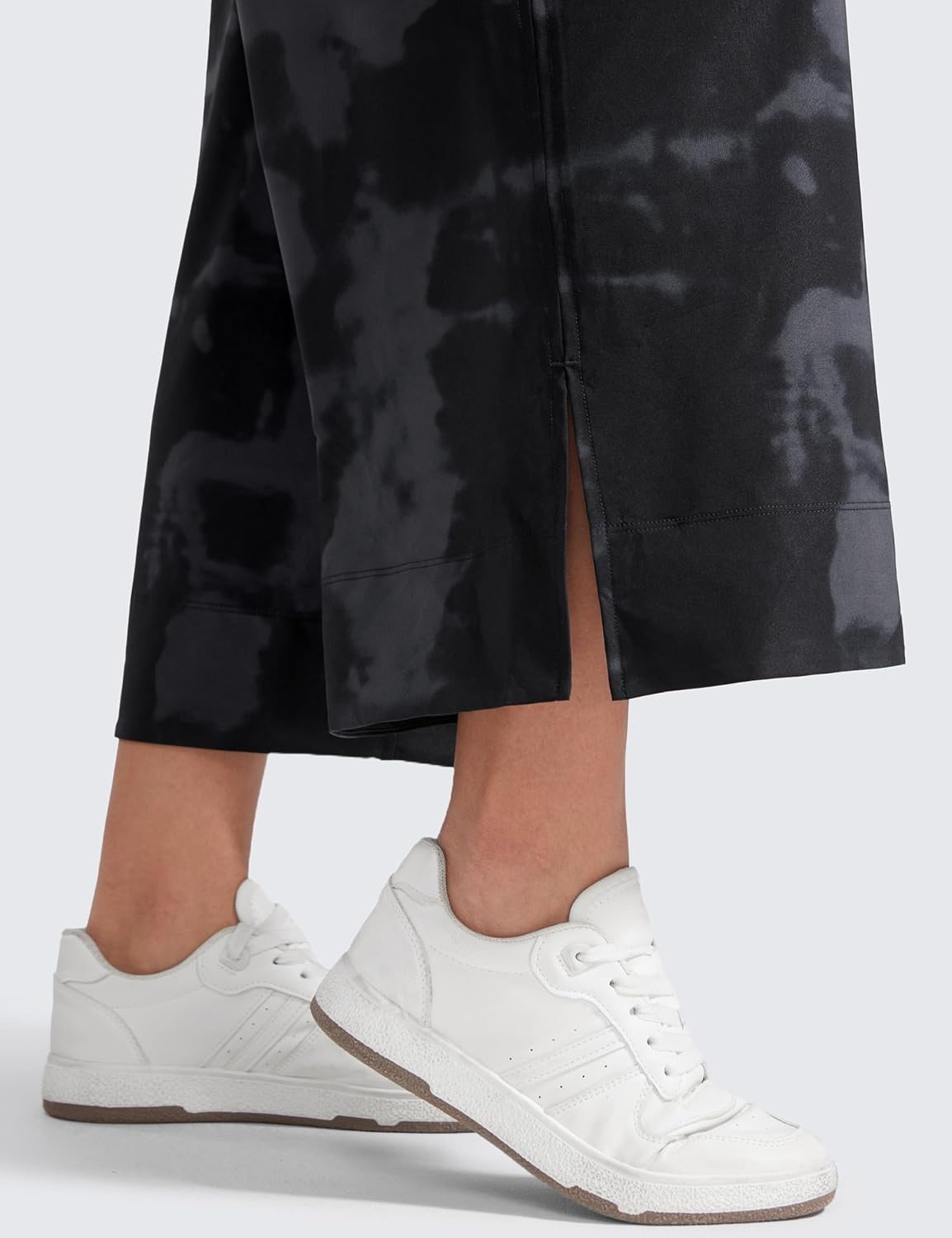 image:imageCRZ YOGA Lightweight Wide Leg Cropped Pants for Women 25 Casual Travel Work Sweatpants SummerBlack Tie Dye Flowers