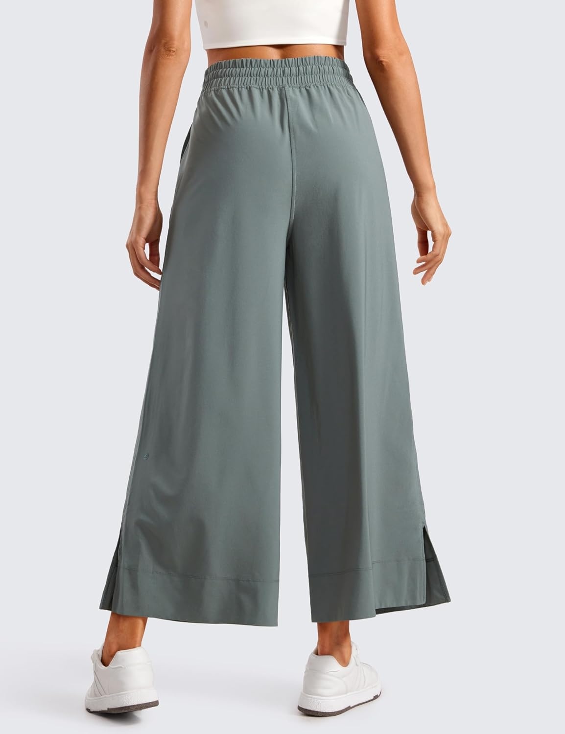 image:imageCRZ YOGA Lightweight Wide Leg Cropped Pants for Women 25 Casual Travel Work Sweatpants SummerGrey Sage