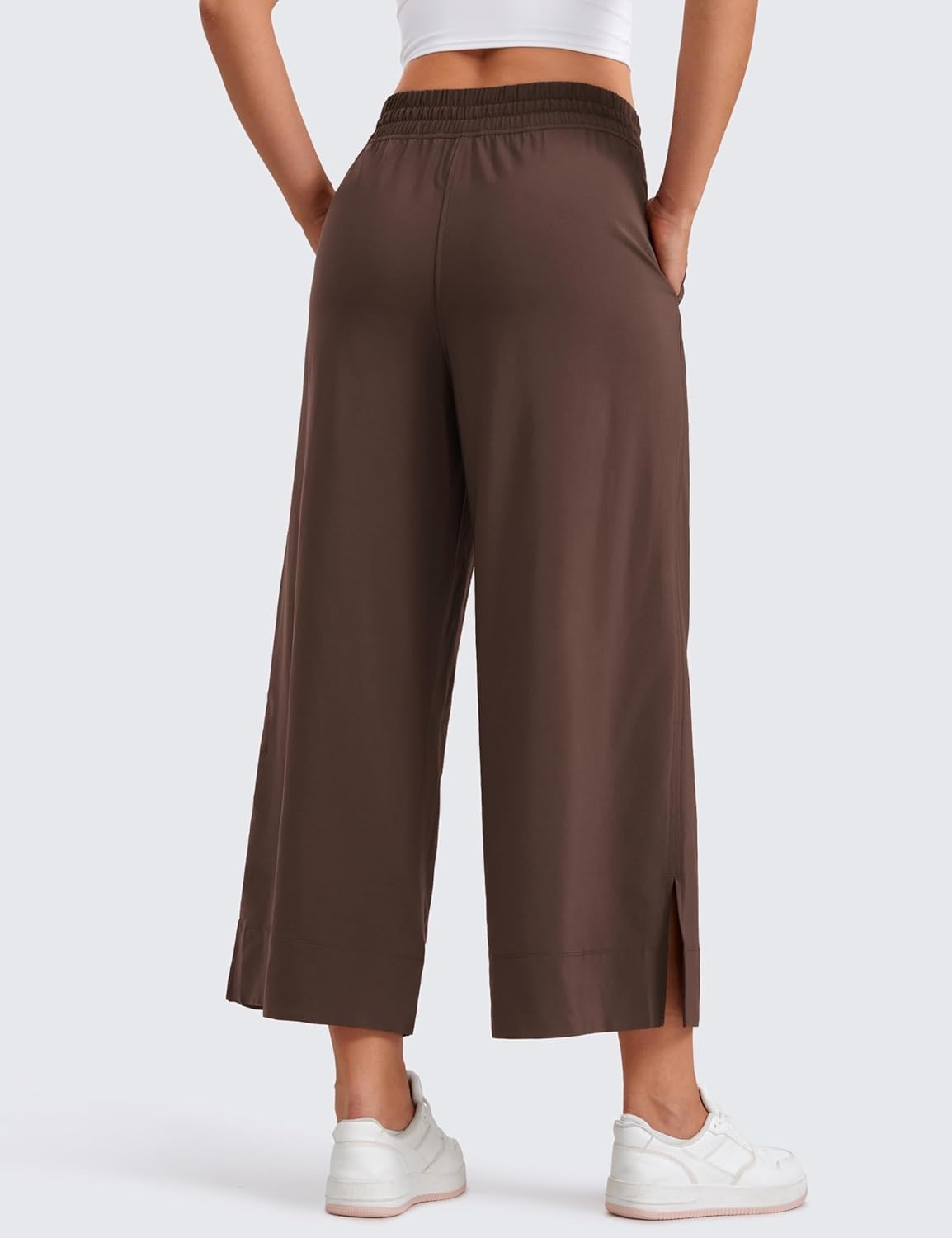image:imageCRZ YOGA Lightweight Wide Leg Cropped Pants for Women 25 Casual Travel Work Sweatpants SummerHot Fudge Brown