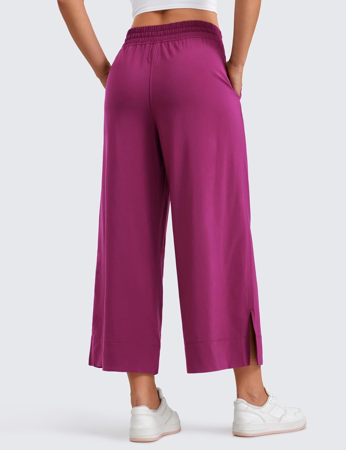 image:imageCRZ YOGA Lightweight Wide Leg Cropped Pants for Women 25 Casual Travel Work Sweatpants SummerMagenta Purple