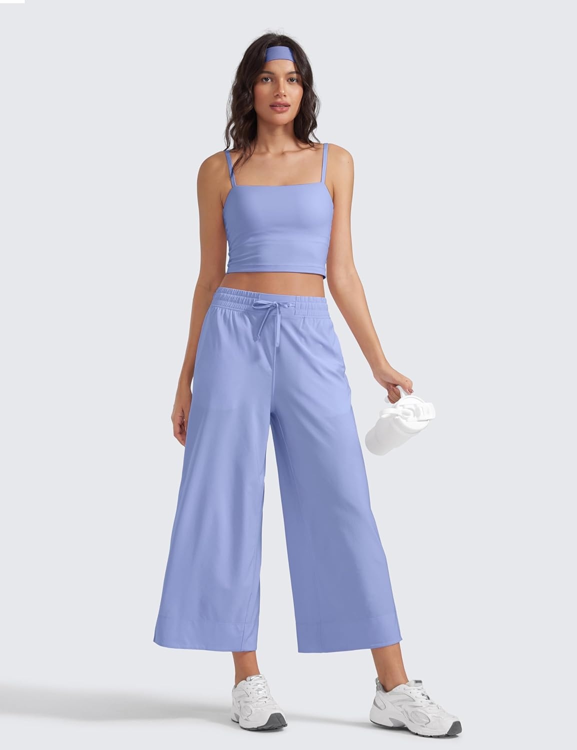 image:imageCRZ YOGA Lightweight Wide Leg Cropped Pants for Women 25 Casual Travel Work Sweatpants SummerPeriwinkle Purple