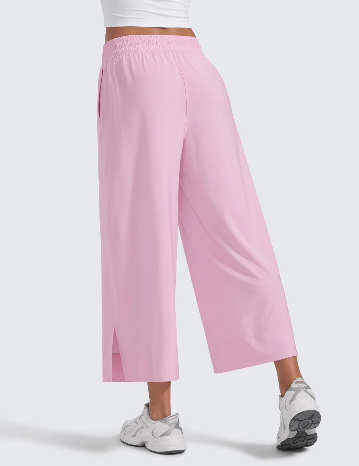 image:imageCRZ YOGA Lightweight Wide Leg Cropped Pants for Women 25 Casual Travel Work Sweatpants SummerPink Peony