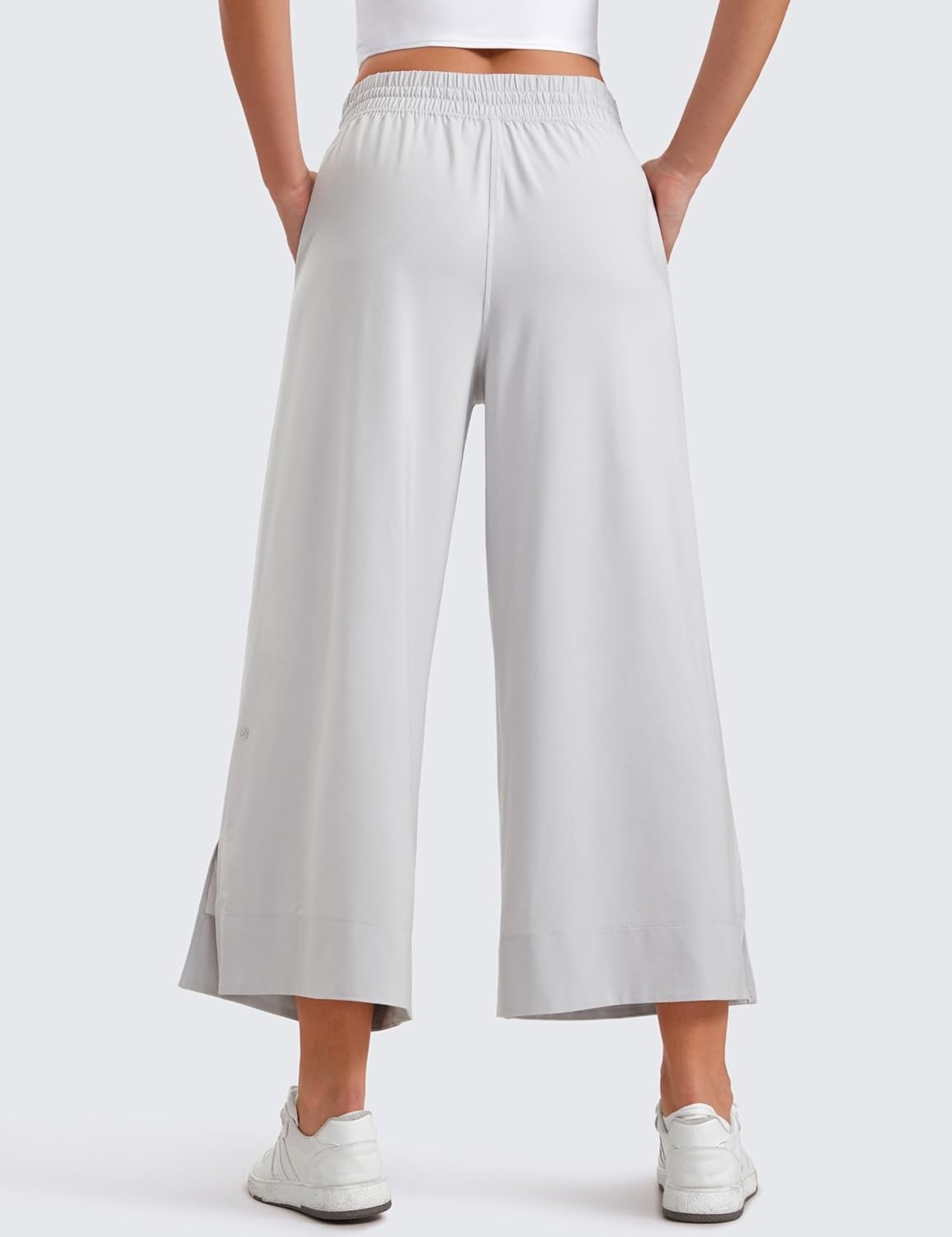 image:imageCRZ YOGA Lightweight Wide Leg Cropped Pants for Women 25 Casual Travel Work Sweatpants SummerPlatinum Grey
