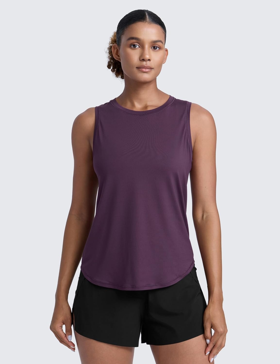 image:imageCRZ YOGA Lightweight Workout Tank Tops for Women Athletic Running Sleeveless Shirts Racerback High Neck TShirtDeep Crocus Violet3
