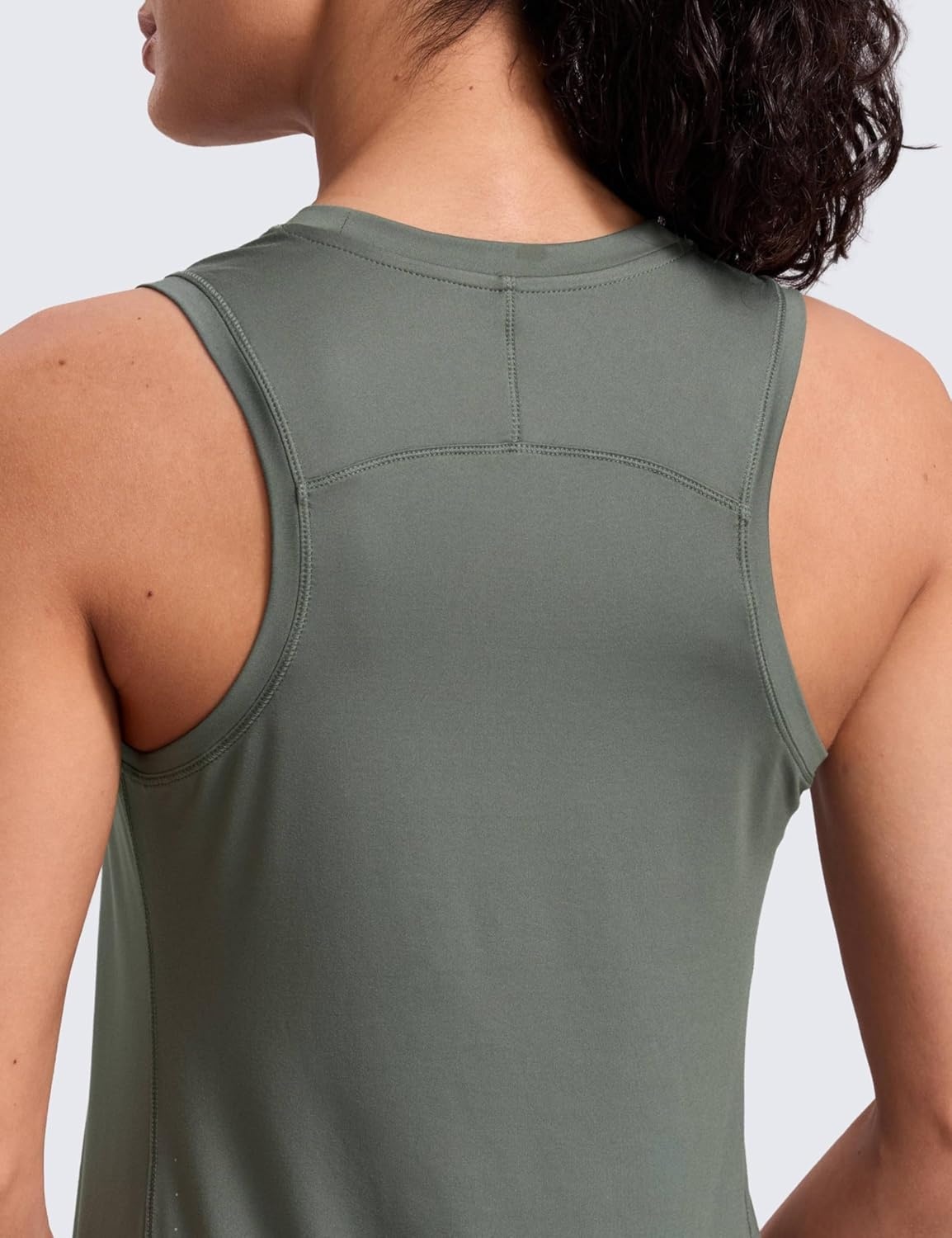 image:imageCRZ YOGA Lightweight Workout Tank Tops for Women Athletic Running Sleeveless Shirts Racerback High Neck TShirtGrey Sage