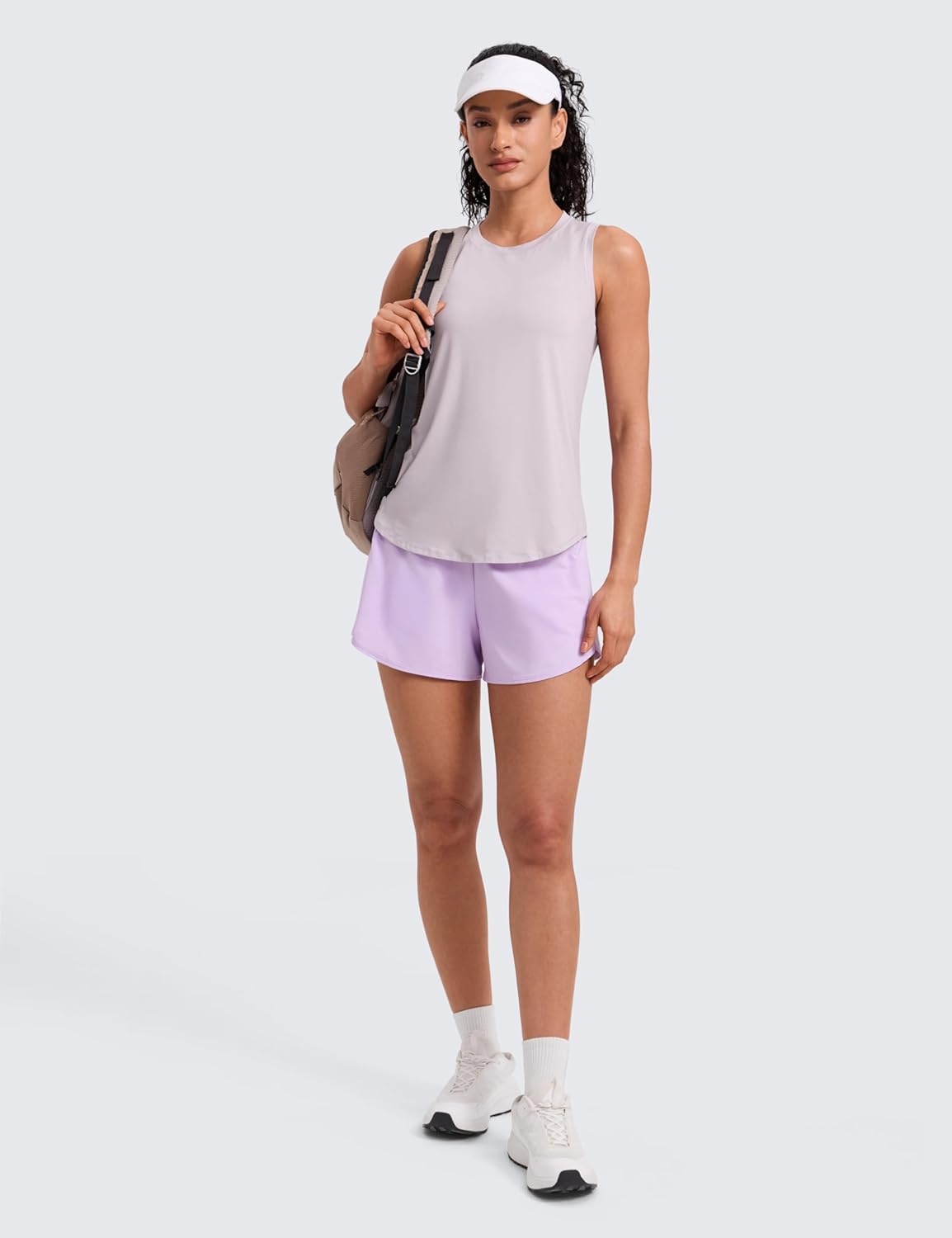 image:imageCRZ YOGA Lightweight Workout Tank Tops for Women Athletic Running Sleeveless Shirts Racerback High Neck TShirtIced Iris