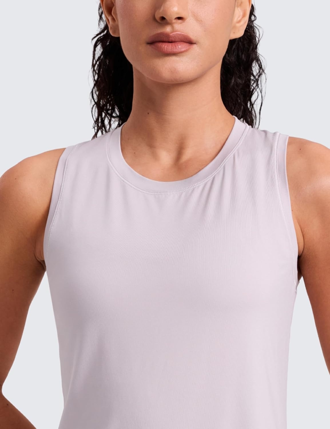 image:imageCRZ YOGA Lightweight Workout Tank Tops for Women Athletic Running Sleeveless Shirts Racerback High Neck TShirtIced Iris