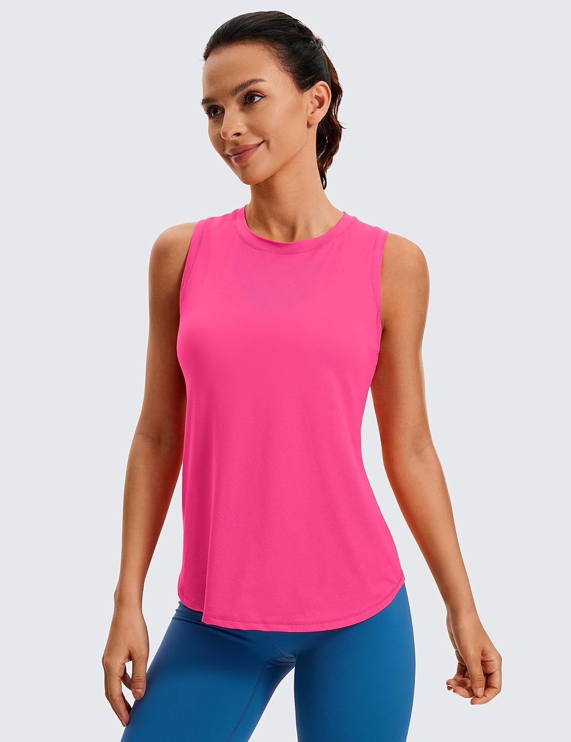 image:imageCRZ YOGA Lightweight Workout Tank Tops for Women Athletic Running Sleeveless Shirts Racerback High Neck TShirtMagenta