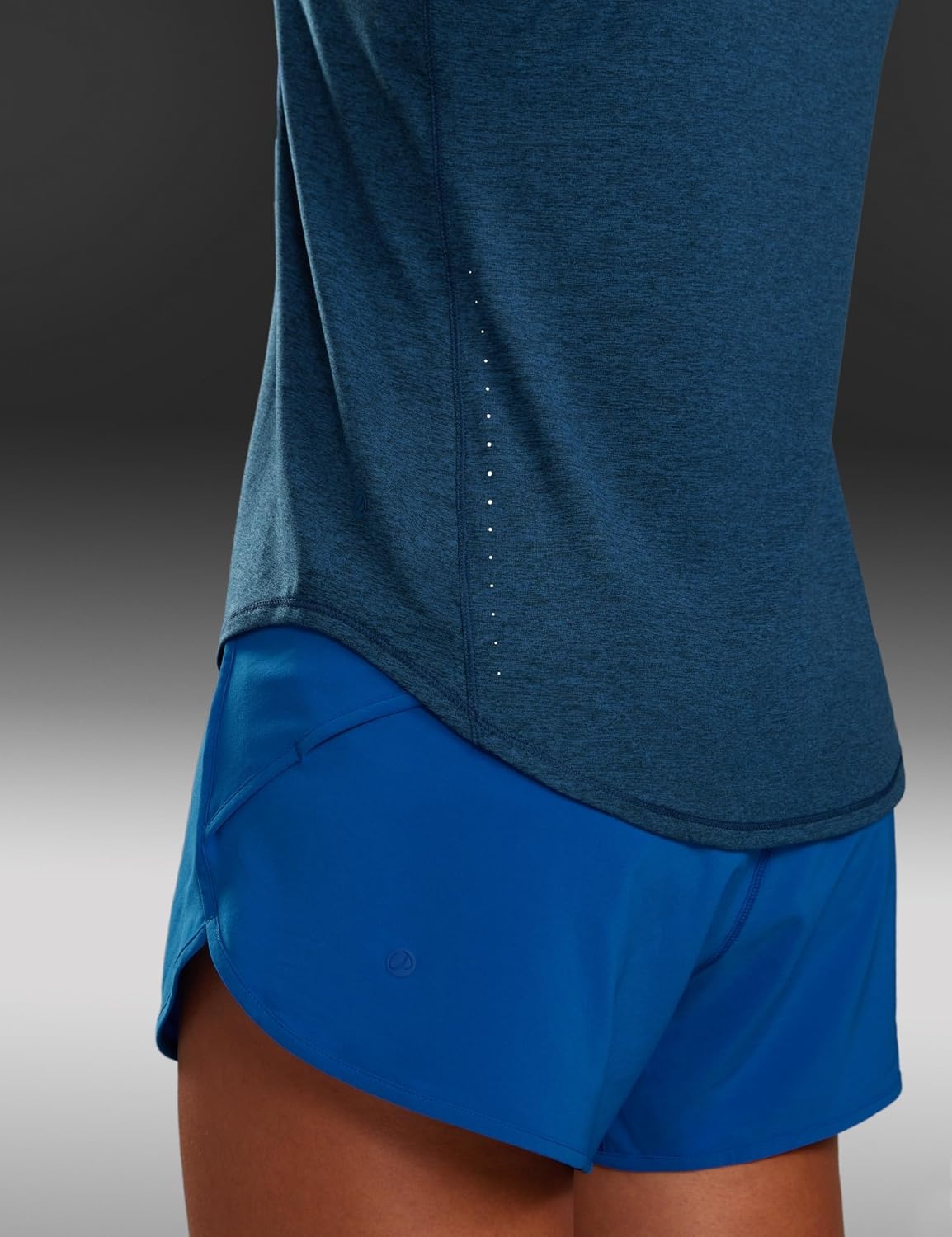 image:imageCRZ YOGA Lightweight Workout Tank Tops for Women Athletic Running Sleeveless Shirts Racerback High Neck TShirtNight Blue Heather