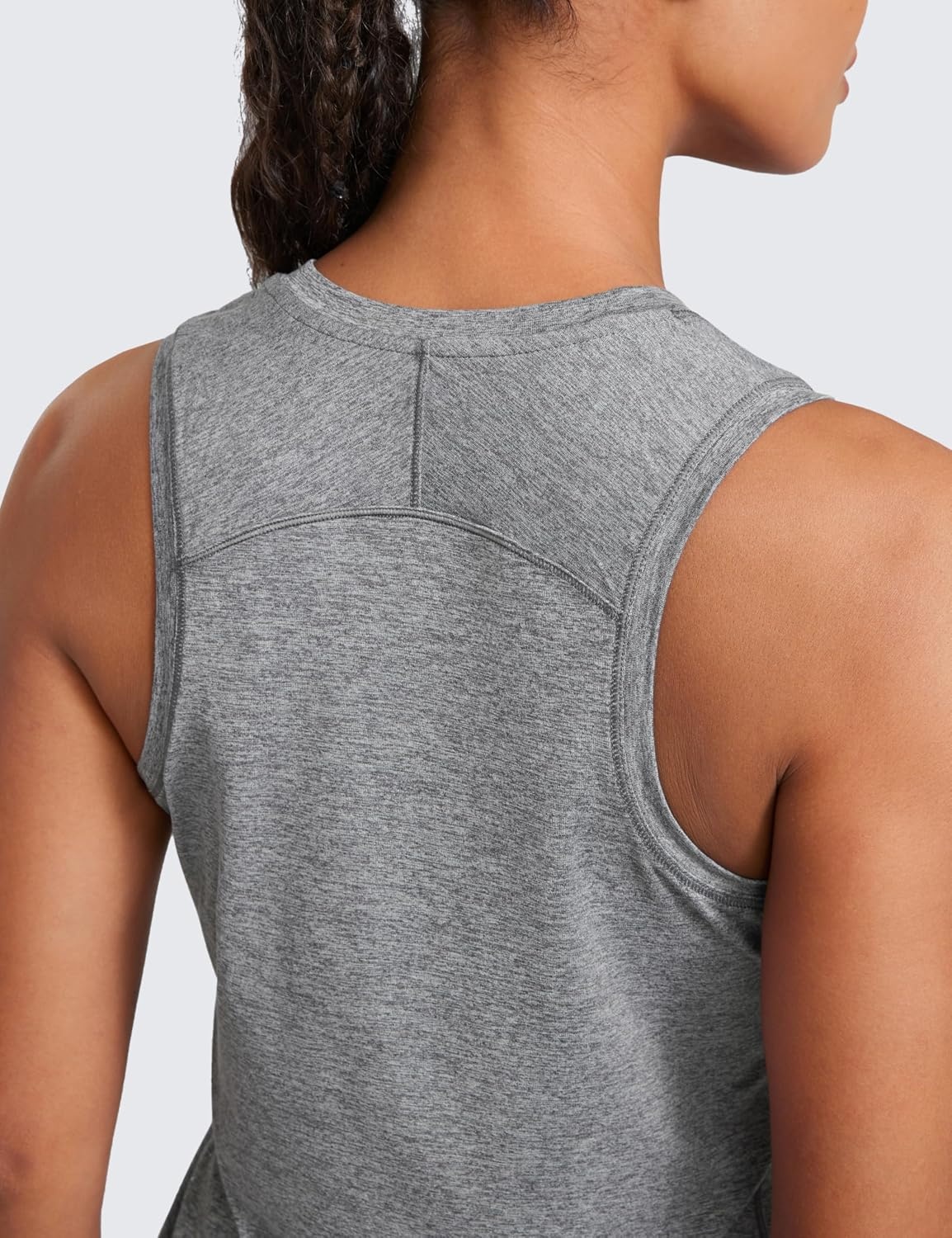 image:imageCRZ YOGA Lightweight Workout Tank Tops for Women Athletic Running Sleeveless Shirts Racerback High Neck TShirtPlatinum Heather