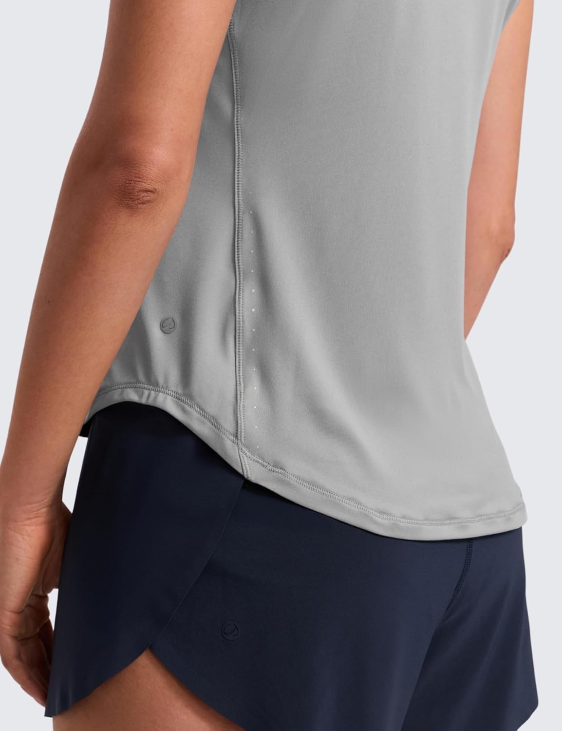 image:imageCRZ YOGA Lightweight Workout Tank Tops for Women Athletic Running Sleeveless Shirts Racerback High Neck TShirtSilver Gray