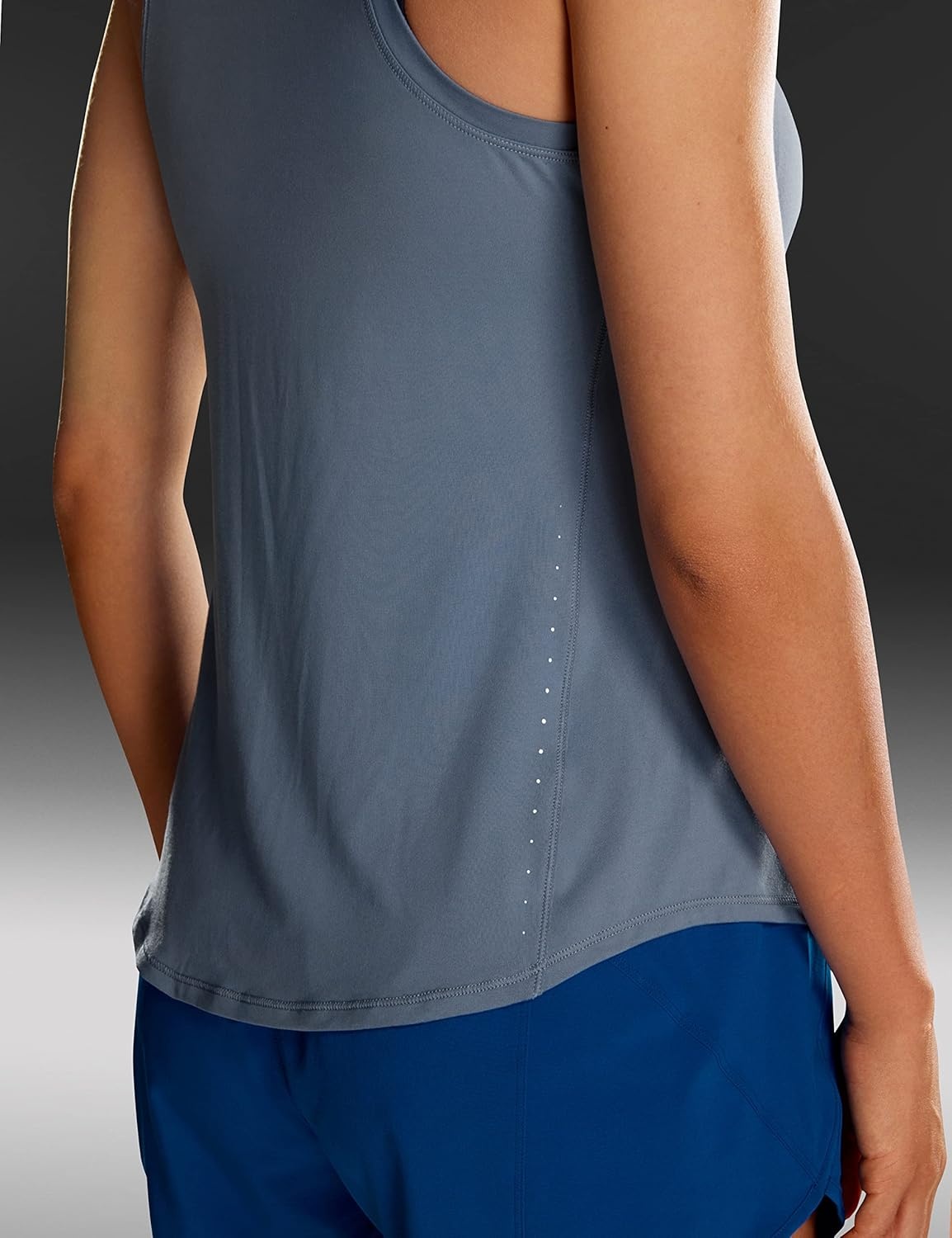 image:imageCRZ YOGA Lightweight Workout Tank Tops for Women Athletic Running Sleeveless Shirts Racerback High Neck TShirtSlate Blue